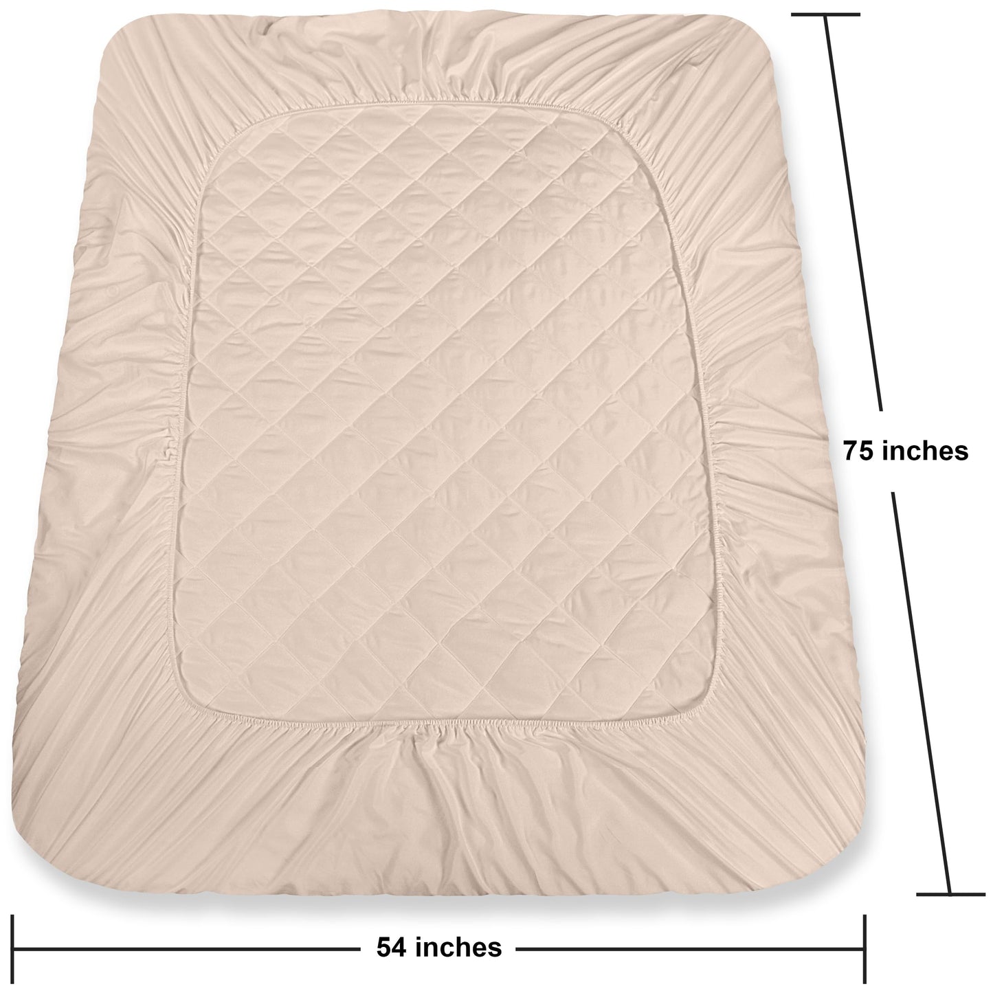 Utopia Bedding Quilted Fitted Mattress Pad (Full, Beige) - Elastic Fitted Mattress Protector - Mattress Cover Stretches up to 16 Inches Deep - Machine Washable Mattress Topper