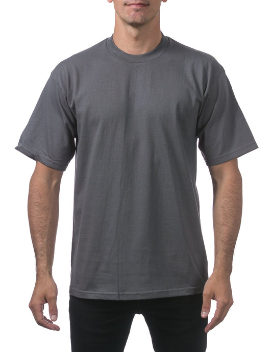 Pro Club Men's Heavyweight Cotton Short Sleeve Crew Neck T-Shirt, Graphite, Small