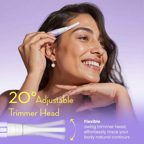 OLOV slim Facial Hair Removal for Women, Painless Eyebrow Trimmer with Pivoting Head, Electric Battery Operated Body Hair Remover with 2 Replaceable Blade for Face Neck Chin Bikini, Purple
