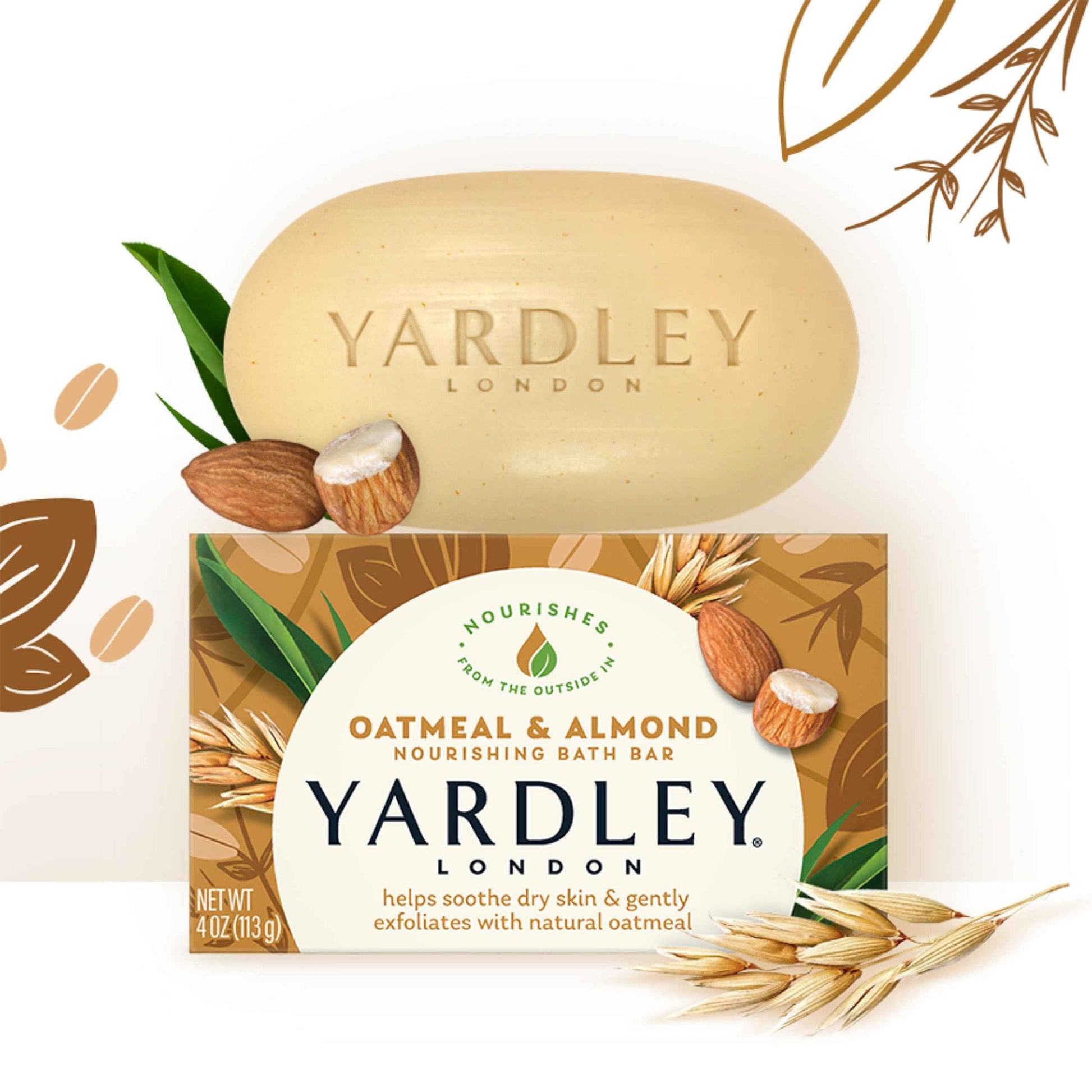 Yardley London Oatmeal and Almond Naturally Moisturizing Bath Bar, 4.0 oz. (Pack of 8)