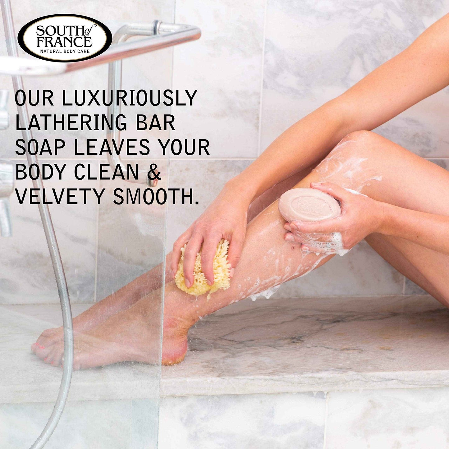 Violet Bouquet Clean Bar Soap by South of France Clean Body Care Triple-Milled French Soap with Organic Shea Butter + Essential Oils Vegan, Non-GMO Body Soap 6 oz Bar 4 Pack