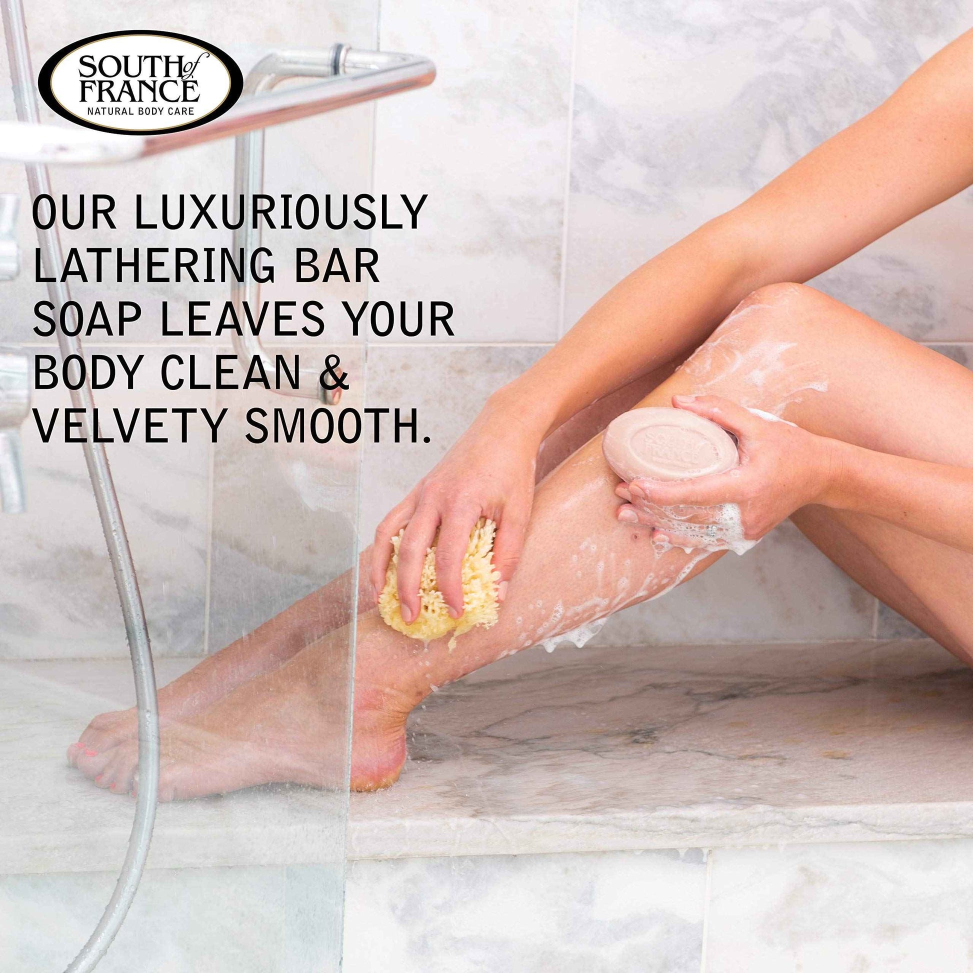 Violet Bouquet Clean Bar Soap by South of France Clean Body Care Triple-Milled French Soap with Organic Shea Butter + Essential Oils Vegan, Non-GMO Body Soap 6 oz Bar 4 Pack