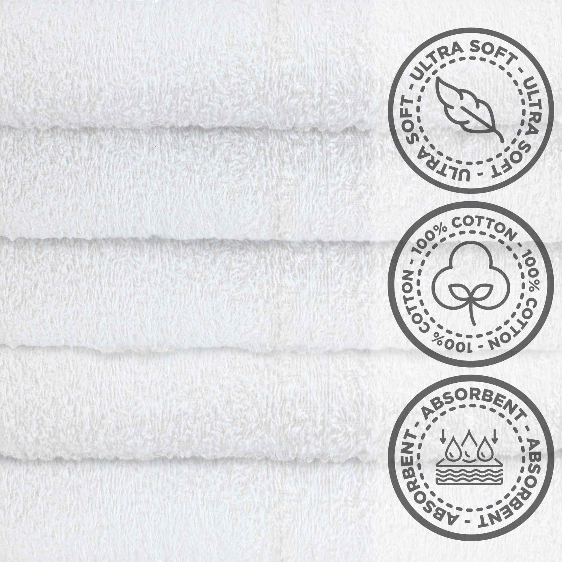 Crystal Ridge Cotton Wash Cloths 10 Pack - Washcloths for Showering, Face and Body, Soft and Highly Absorbent Multipurpose Towels for Bathroom, Kitchen, Spa and Gym - Wash Rags 12 x12 (White)