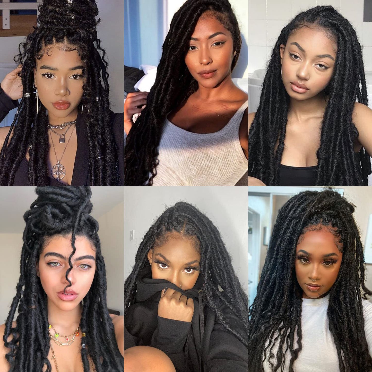 Goddess Locs Crochet Hair 6 Packs 24 Inch Straight Faux Locs Crochet Hair for Black Women, Crochet Pre-Looped Curly Hair Soft Faux Locs Synthetic Braiding Hair Extensions (24 Inch, 6 Packs, 1B#)