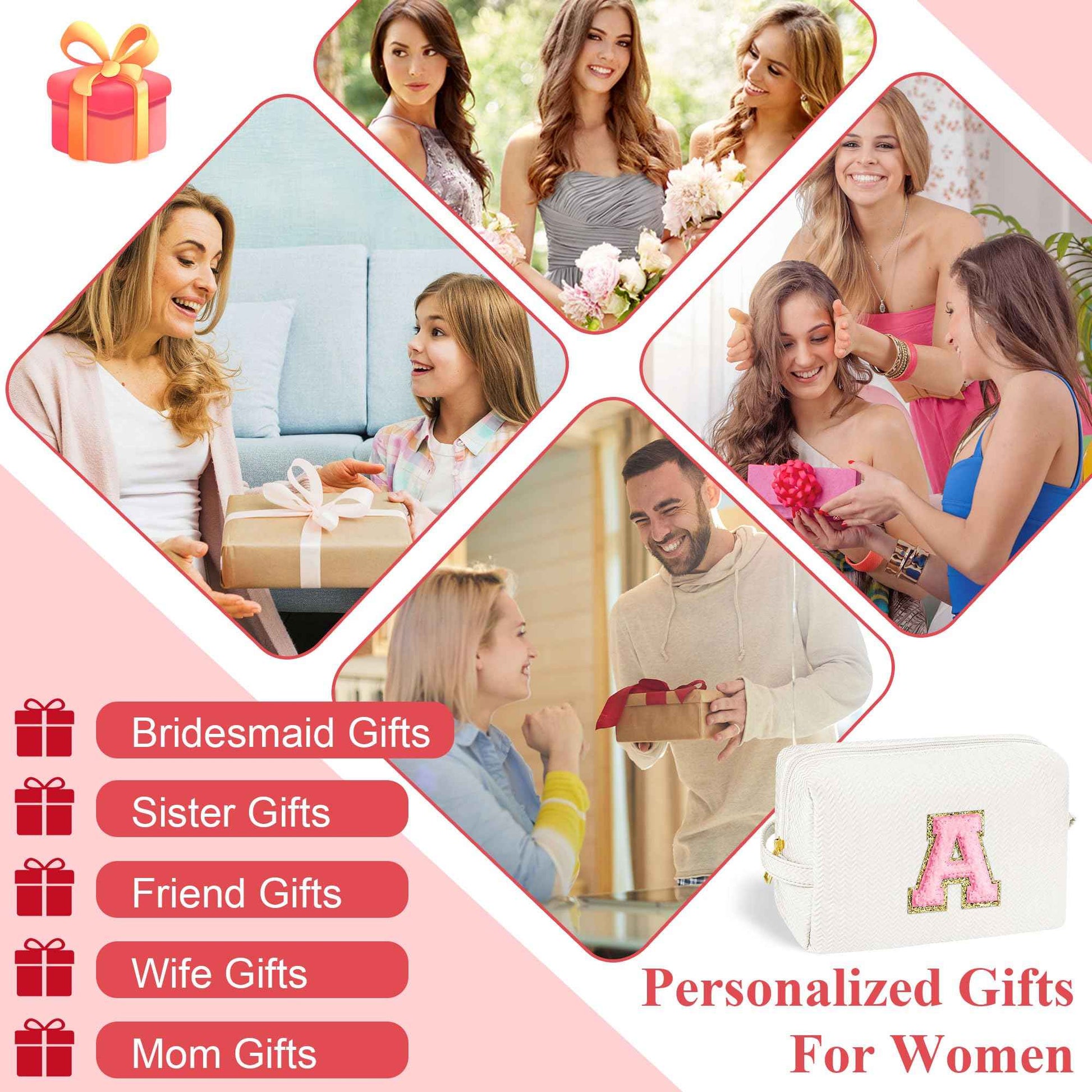 YOOLIFE Initial Makeup Bag | Teen Girl Gifts Trendy Stuff for Girls, Valentines Day Gifts | Tween Girls Gifts | Toiletry Bag Travel Essentials Birthday Gifts for Women Her Mom Teacher Wedding Gifts K