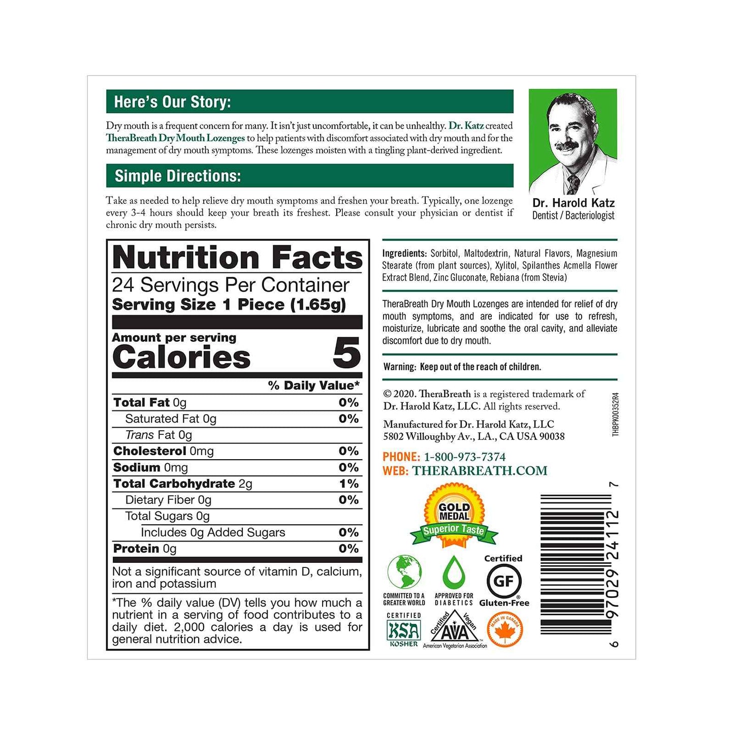 TheraBreath Dry Mouth Oral Rinse, Tingling Mint, Dentist Formulated, 16 Fl Oz (2-Pack) & Dry Mouth Dentist Formulated Sugar-Free Lozenges, Mandarin Mint, 24 Count