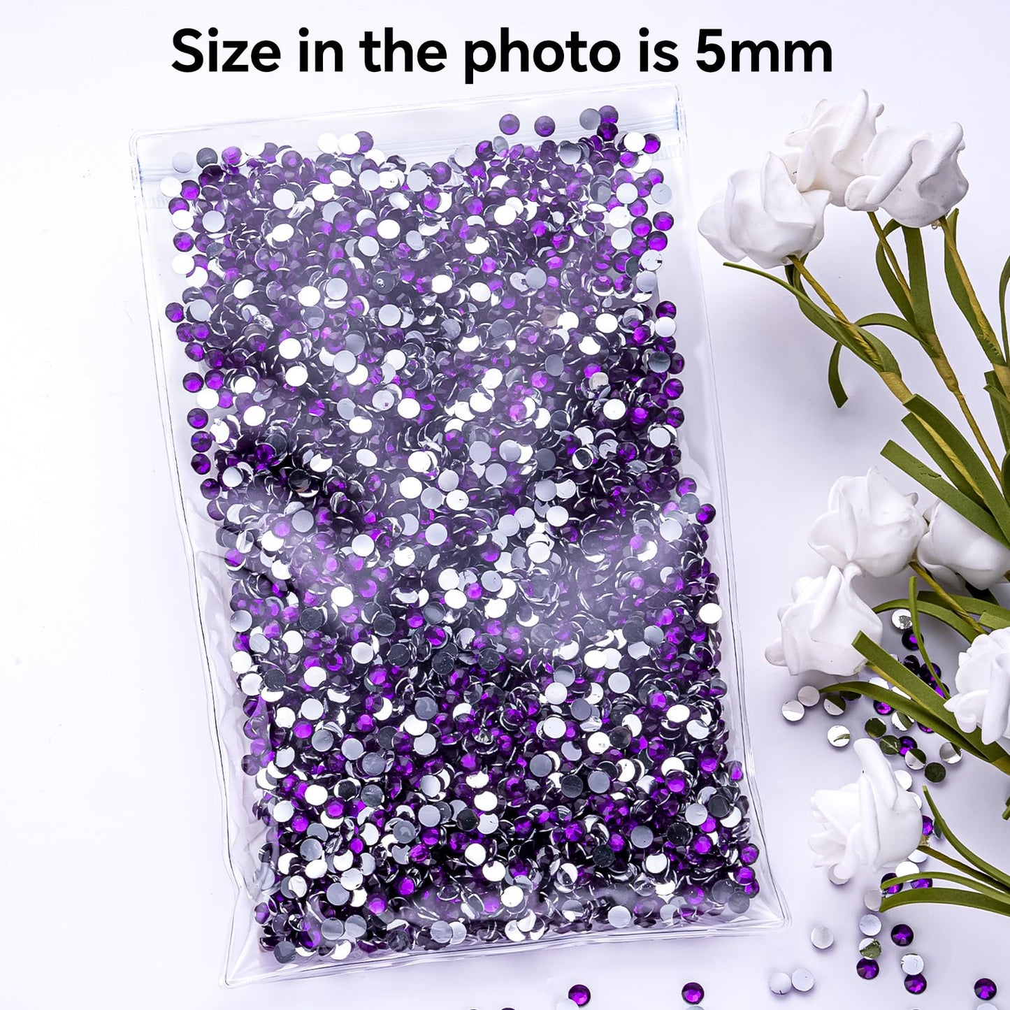 Violet Rhinestones Bulk, 5000PCS Flat Back Round Jelly AB Rhinestones Non-Hotfix Crystal Gems Wholesale for Crafts Makeup Nails Face Tumblers Clothes Shoes Handmade Decoration 5mm