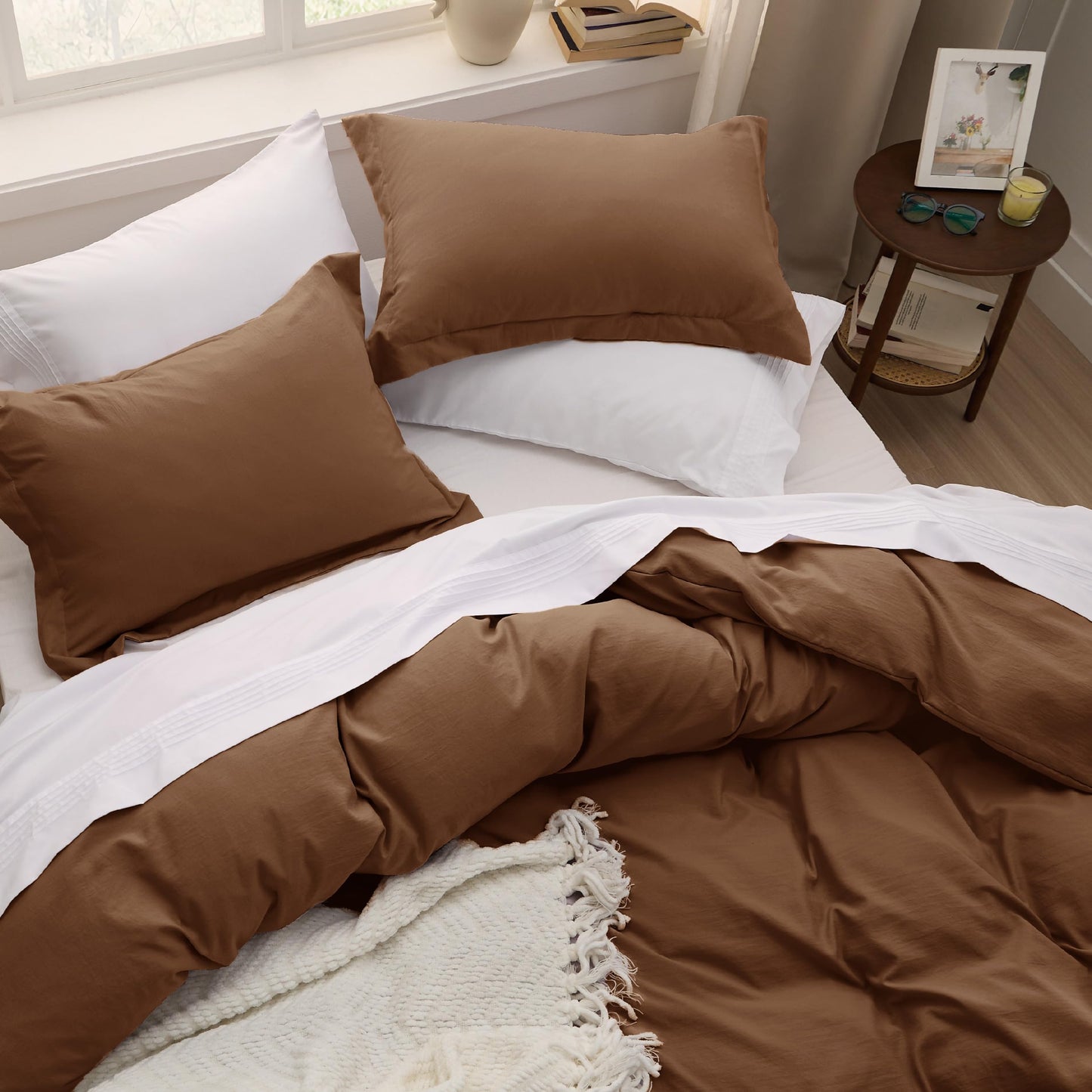 Bedsure Brown Twin Duvet Cover Set - Soft Prewashed Duvet Cover Twin Size, 2 Pieces, 1 Duvet Cover 68x90 Inches with Zipper Closure and 1 Pillow Sham, Comforter Not Included