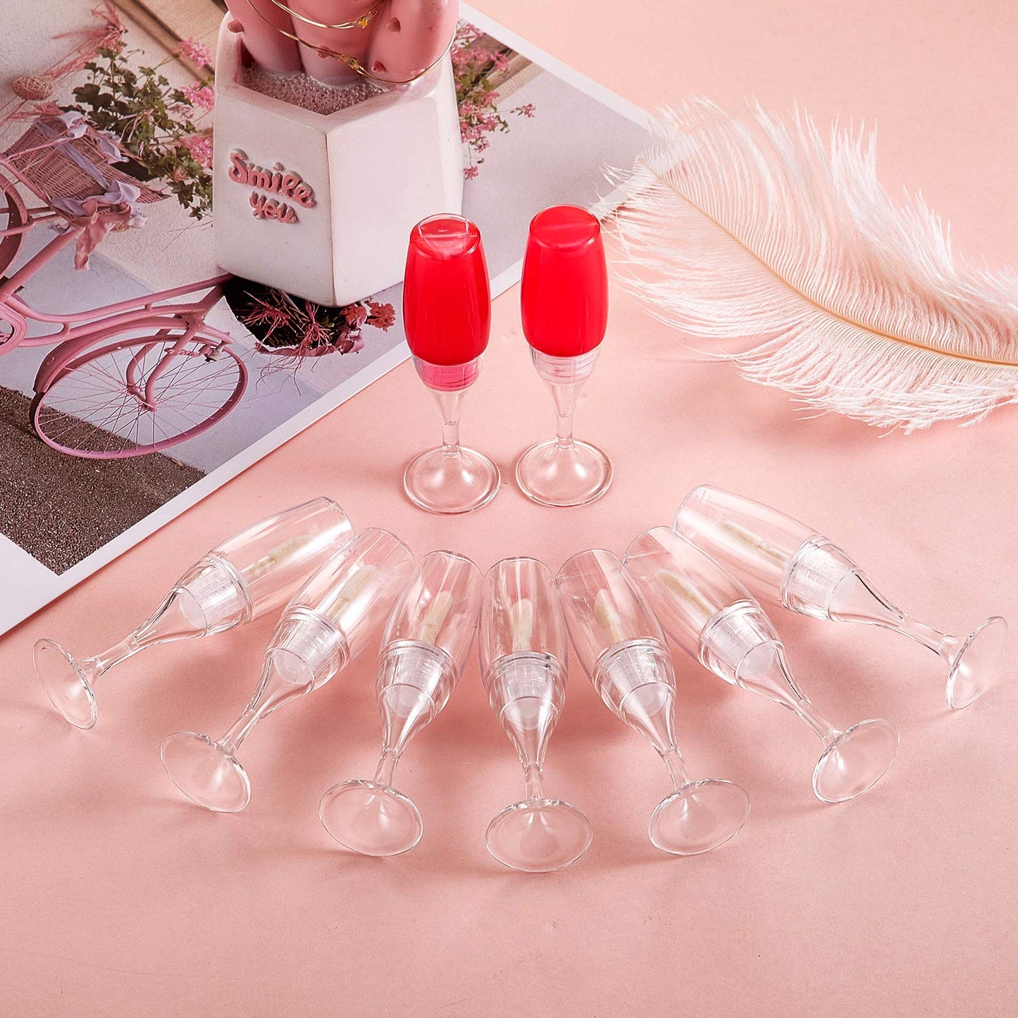 20 Pieces 8 ml/ 0.27 oz Lip Gloss Tubes Mini Wineglass Shaped Empty Lip Gloss Tube Lip Balm Containers Mini Refillable Bottles Lip Glaze Container with 2 Pieces Funnels for Women Girls (Transparent)