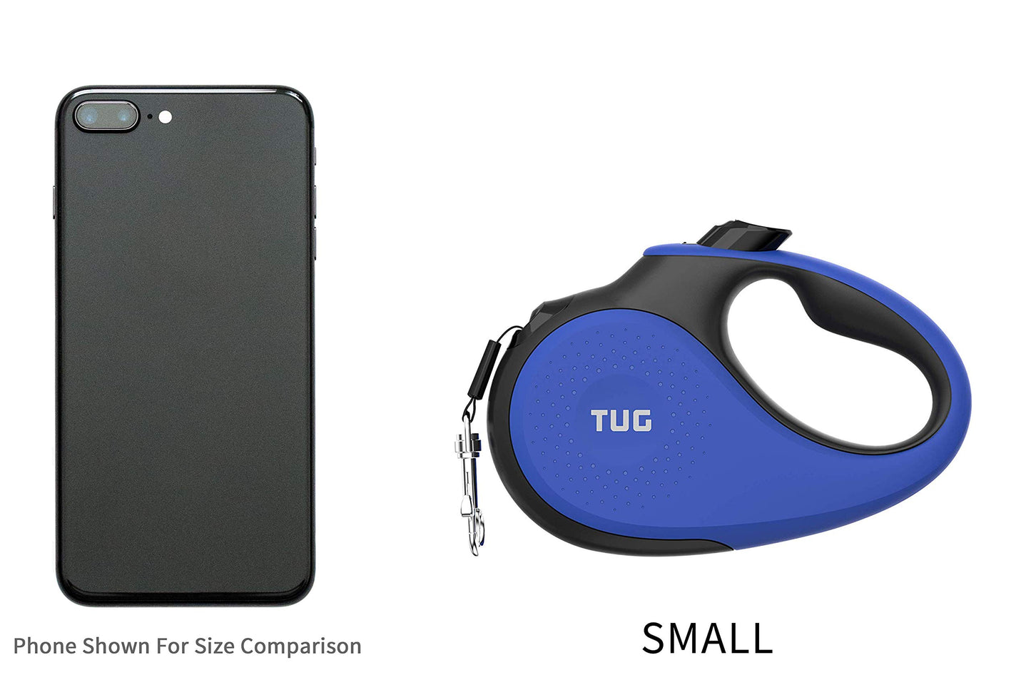 TUG 360° Tangle-Free Retractable Dog Leash with Anti-Slip Handle | 16 ft Strong Nylon Tape | One-Handed Brake, Pause, Lock (Small, Blue)