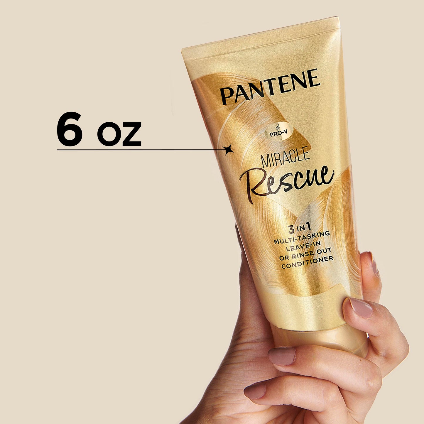 Pantene Miracle Rescue 3 in 1 Leave In Conditioner, Rinse off Conditioner, Heat Protectant for Hair, Detangler, Anti Frizz, Moisturizing, For All Hair Types, Safe for Color Treated Hair, 6.0 fl oz