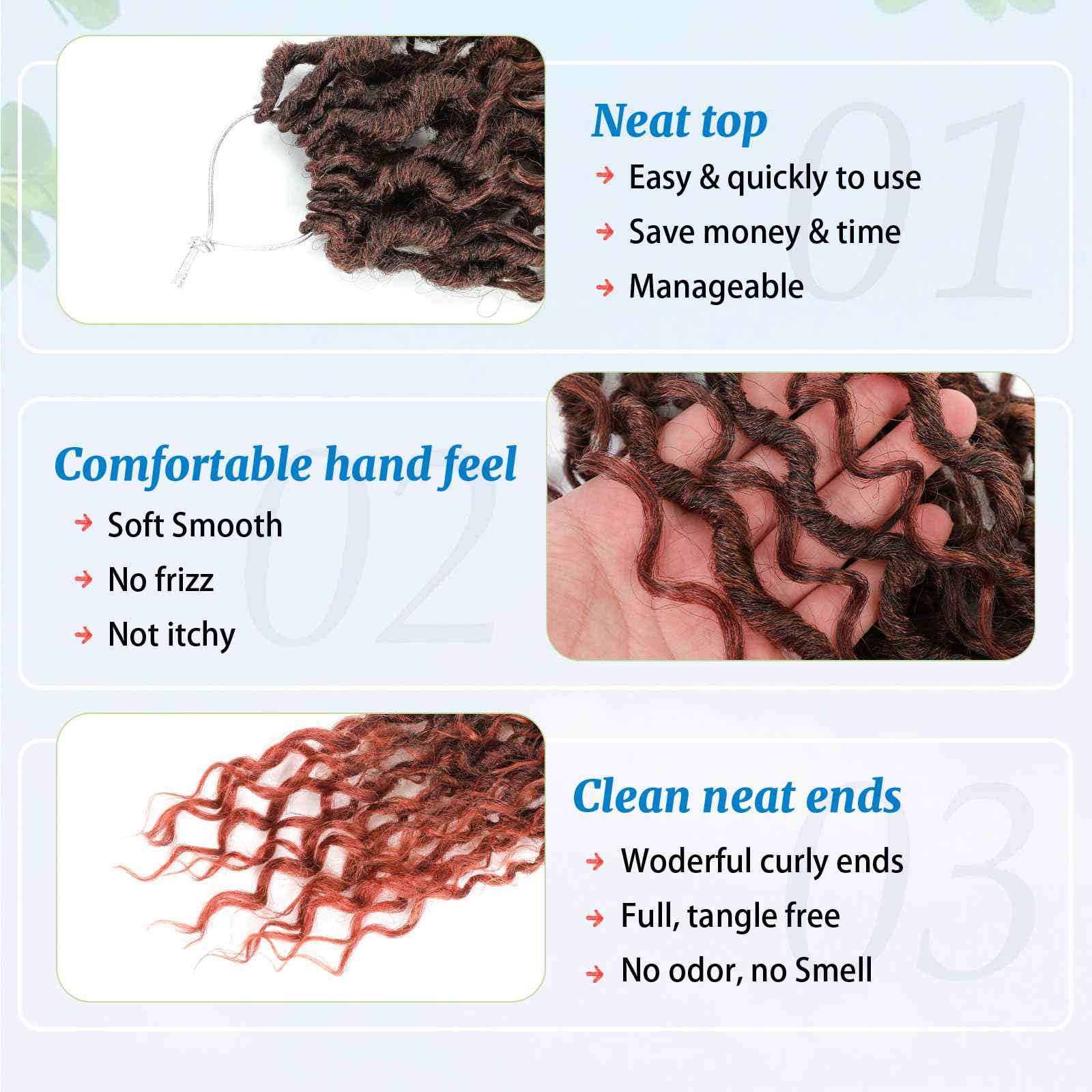 Forevery Goddess Locs Crochet Hair 18 Inch Faux Locs Crochet Hair for Black Women PreLooped 6 Packs Crochet Locs With Curly Ends T350