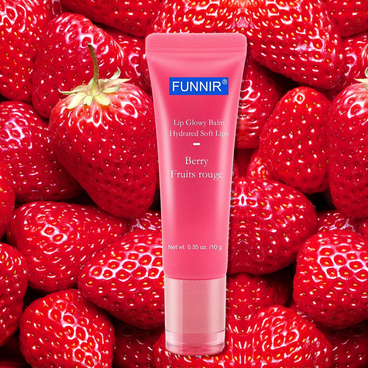 FUNNIR Lip Glowy Balm of Berry Scent,Moisturizing Lip Balm For A Sheer Tint Of Color-10g, Hydrate, Glossy, Lightweight, Moisturize & Tint with Shea Butter