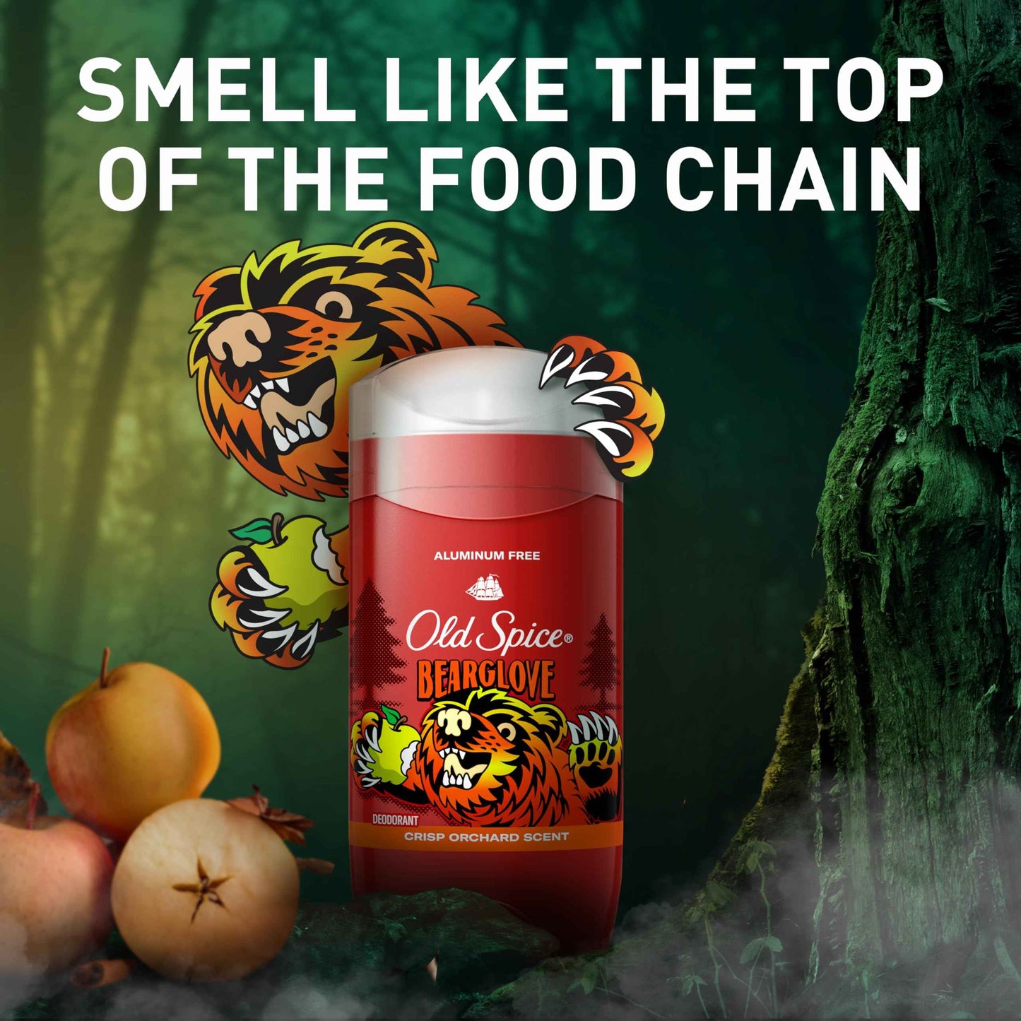 Old Spice Aluminum Free Deodorant for Men, 24/7 Odor Protection, 24/7 Freshness & Lasting Scent, Goes on Clear, Bearglove with Crisp Orchard Scent, 3.0 oz (Pack of 3)