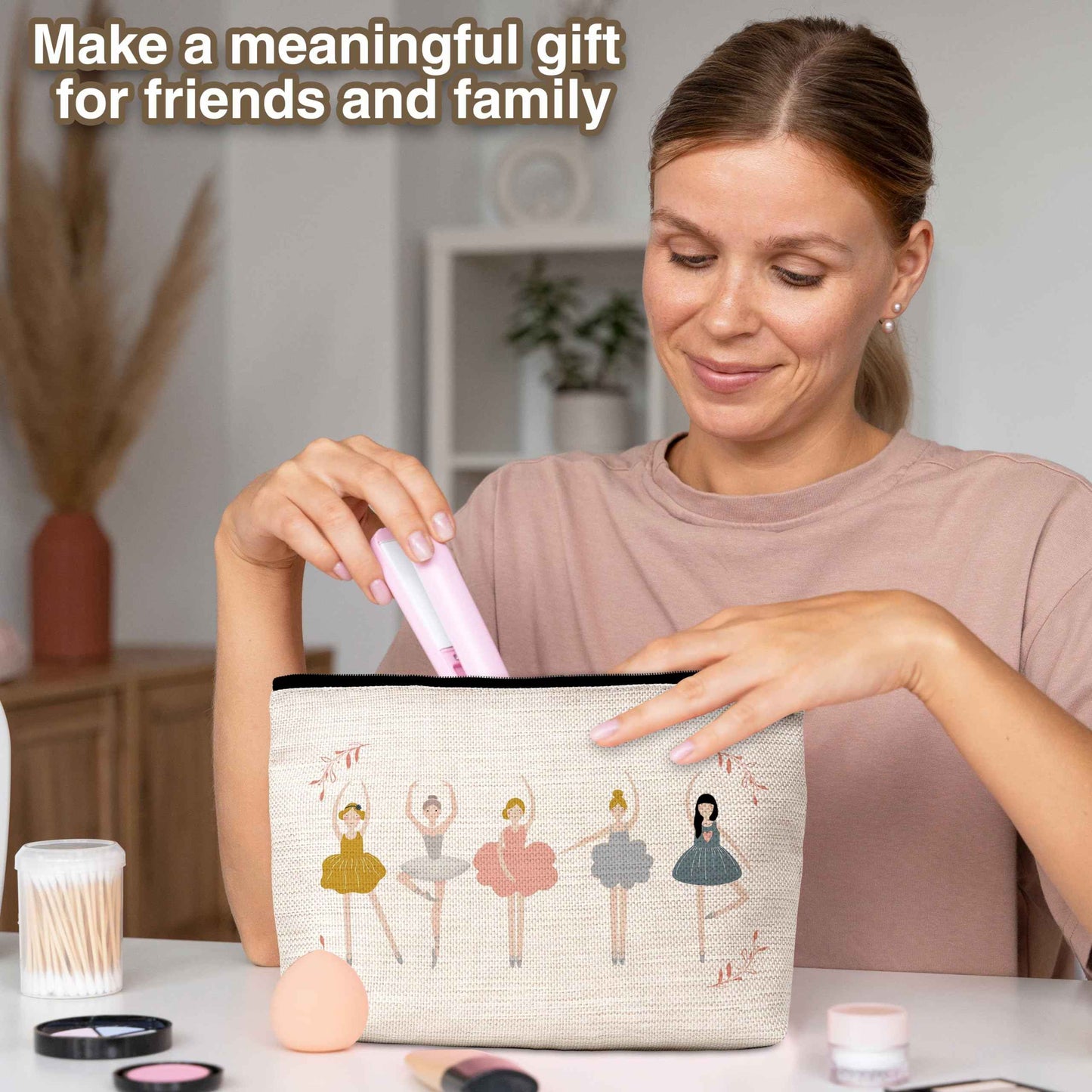 ZIIUFRN Elegant Dancer Gifts for Women, Ballet Lovers Makeup Bag, Dancing Girls Travel Cosmetic Bag for Teacher Friends Sister Girls Birthday Gifts - A21