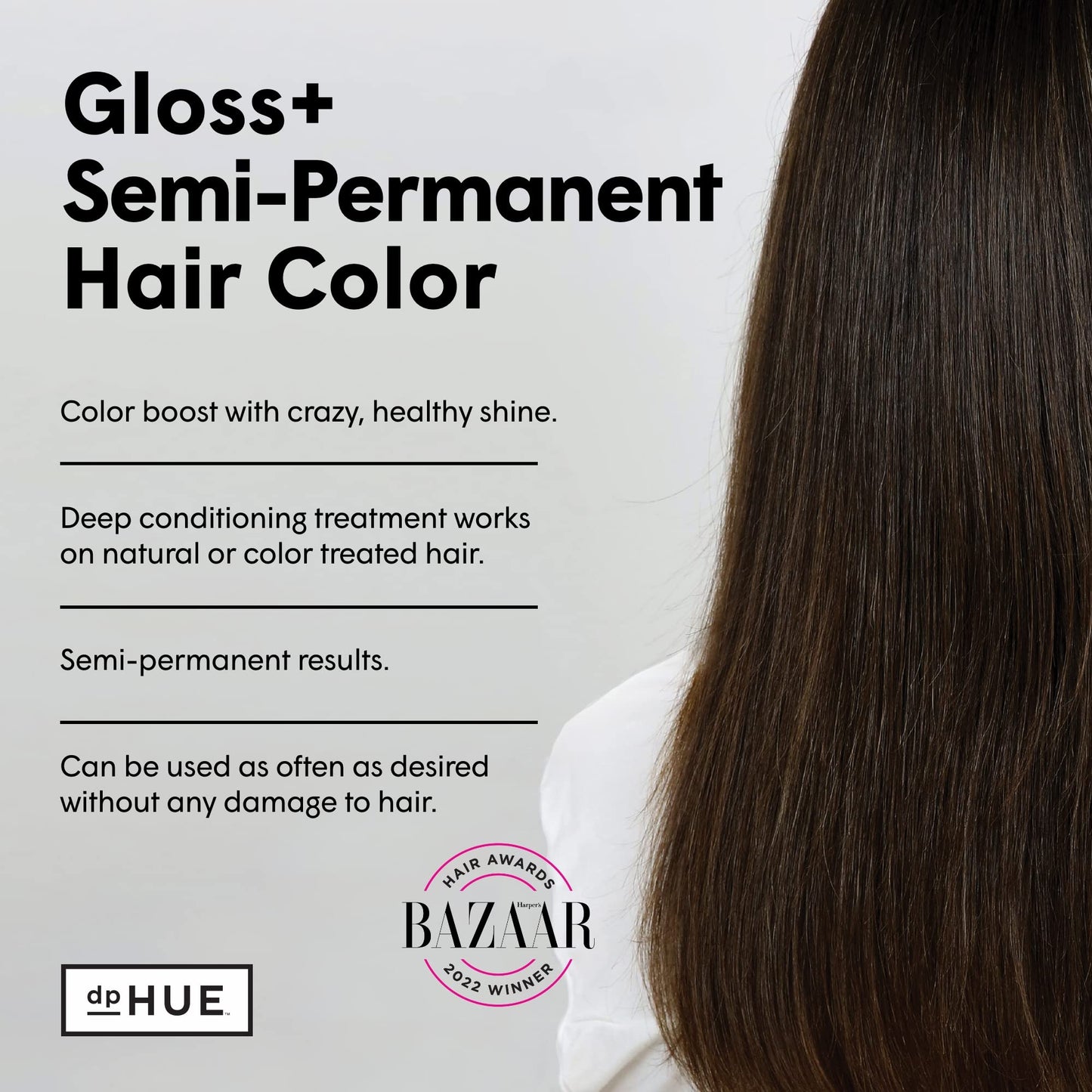 dpHUE Gloss+, Cool Medium Brown - 6.5 oz - Semi-Permanent Hair Color & Conditioner - Paraben, SLS & SLES Sulfate Free - Vegan, Leaping Bunny Certified