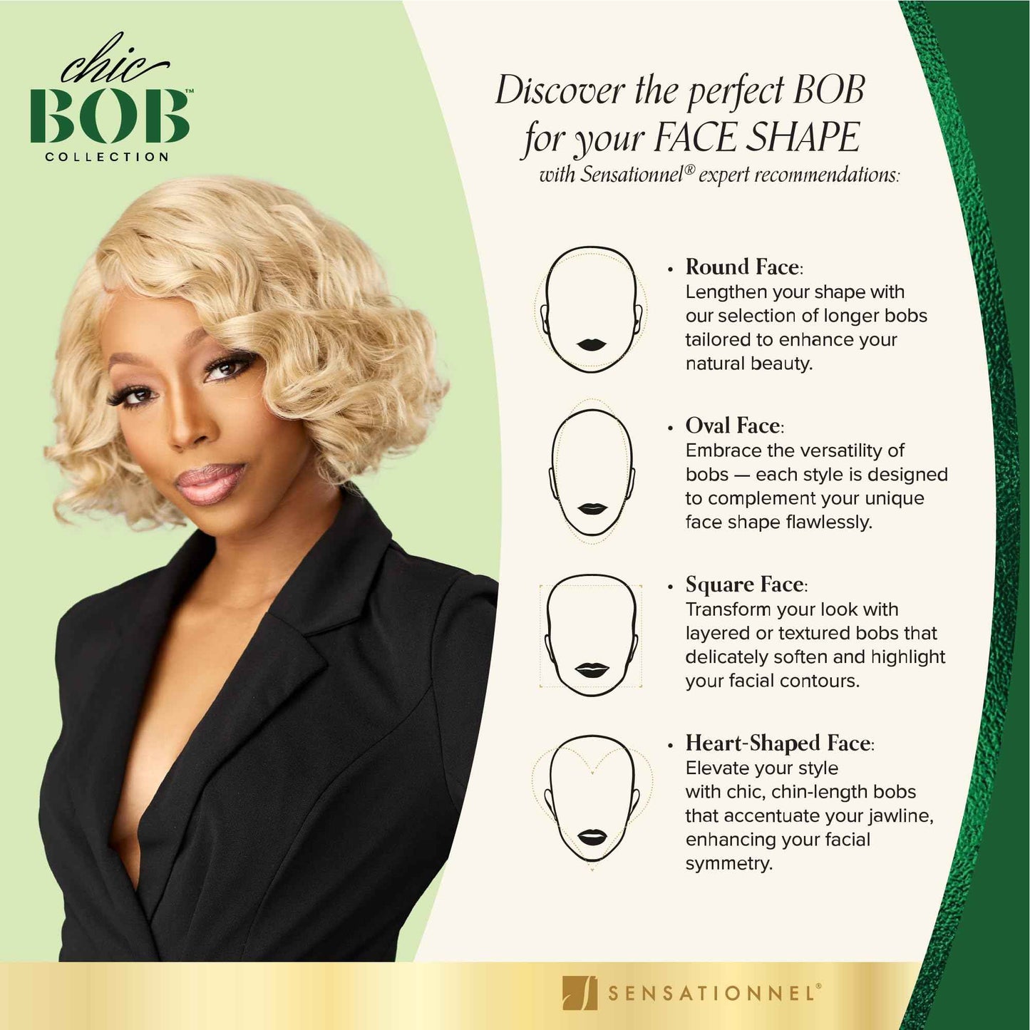Sensationnel Chicbob Lace Frontwig - Bob Unit 7 Face Framing Glueless Wig Wide 5 Inch Deep Part Synthetic Preplucked Hairline (BALAYAGESUNKISSED)