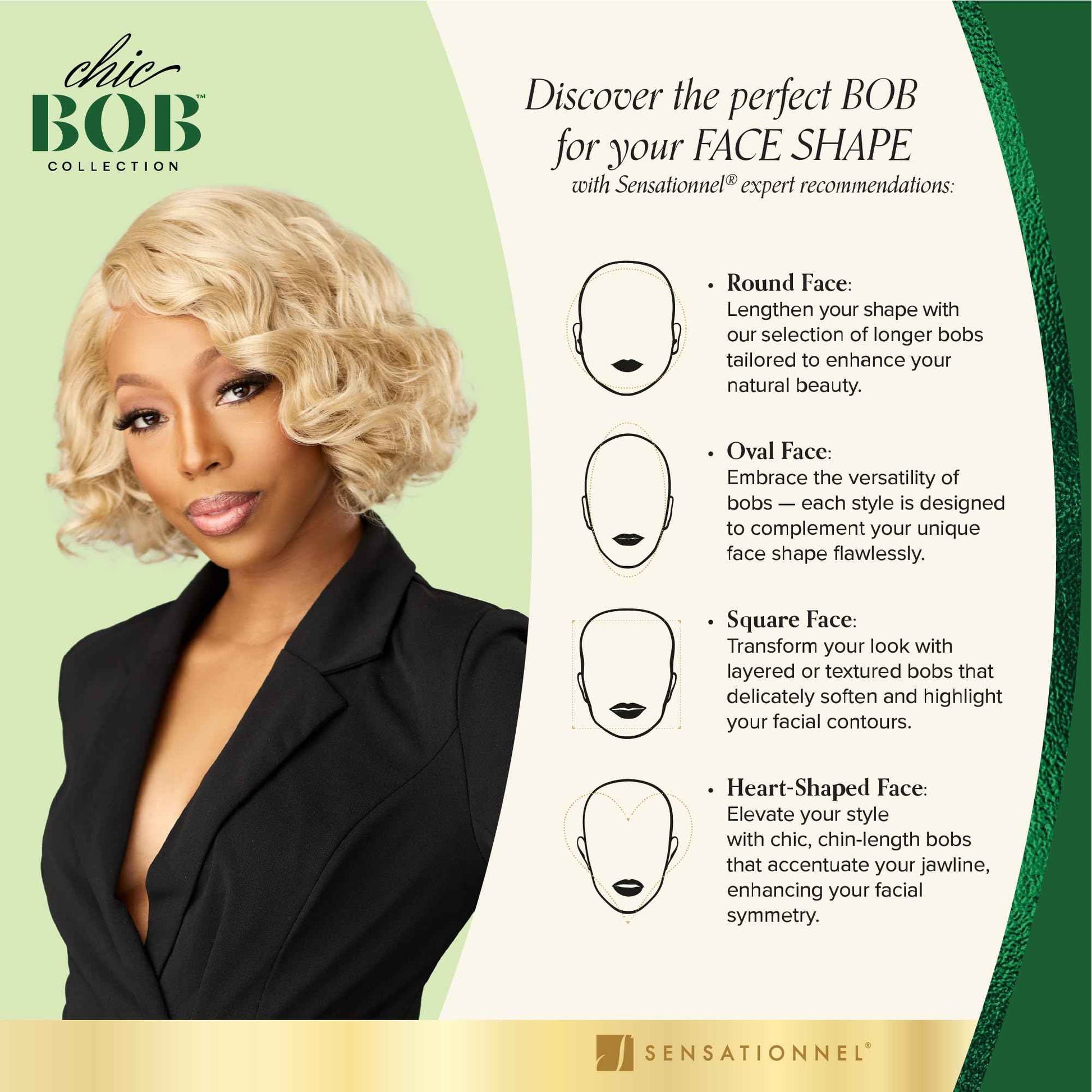 Sensationnel Chicbob Lace Frontwig - Bob Unit 7 Face Framing Glueless Wig Wide 5 Inch Deep Part Synthetic Preplucked Hairline (BALAYAGESUNKISSED)
