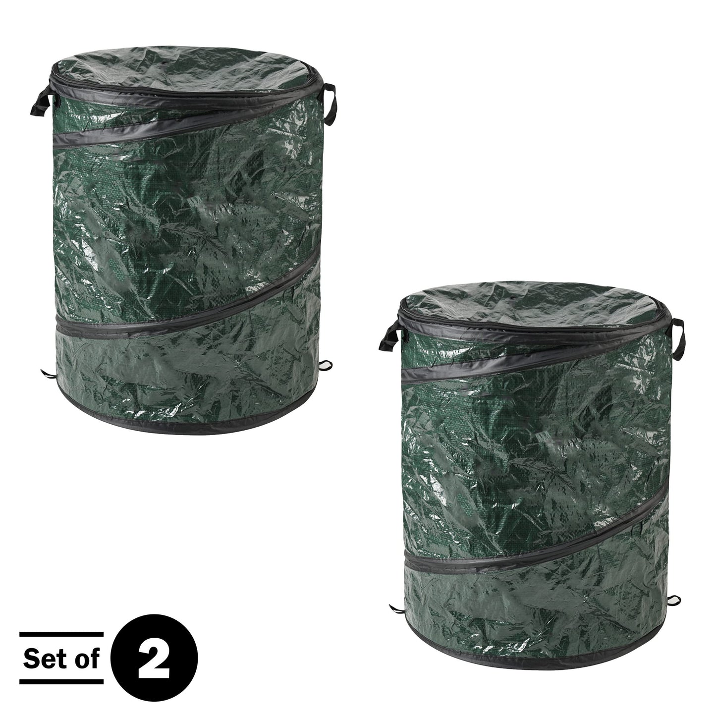 Wakeman 29.5-Gallon Pop up Outdoor Garbage Can Set - Set of 2 Collapsible Trash Cans for Parties, Yard Waste, or Laundry - Camping Accessories