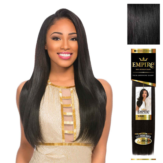 Sensationnel Empire yaki human hair - Tangle Free Weaving for Quick Weave and Sew in Styles for Faux Highlights and Fauxmiddlepart Leave Out - 1 Pack (12 inch, 1 JETBLACK)