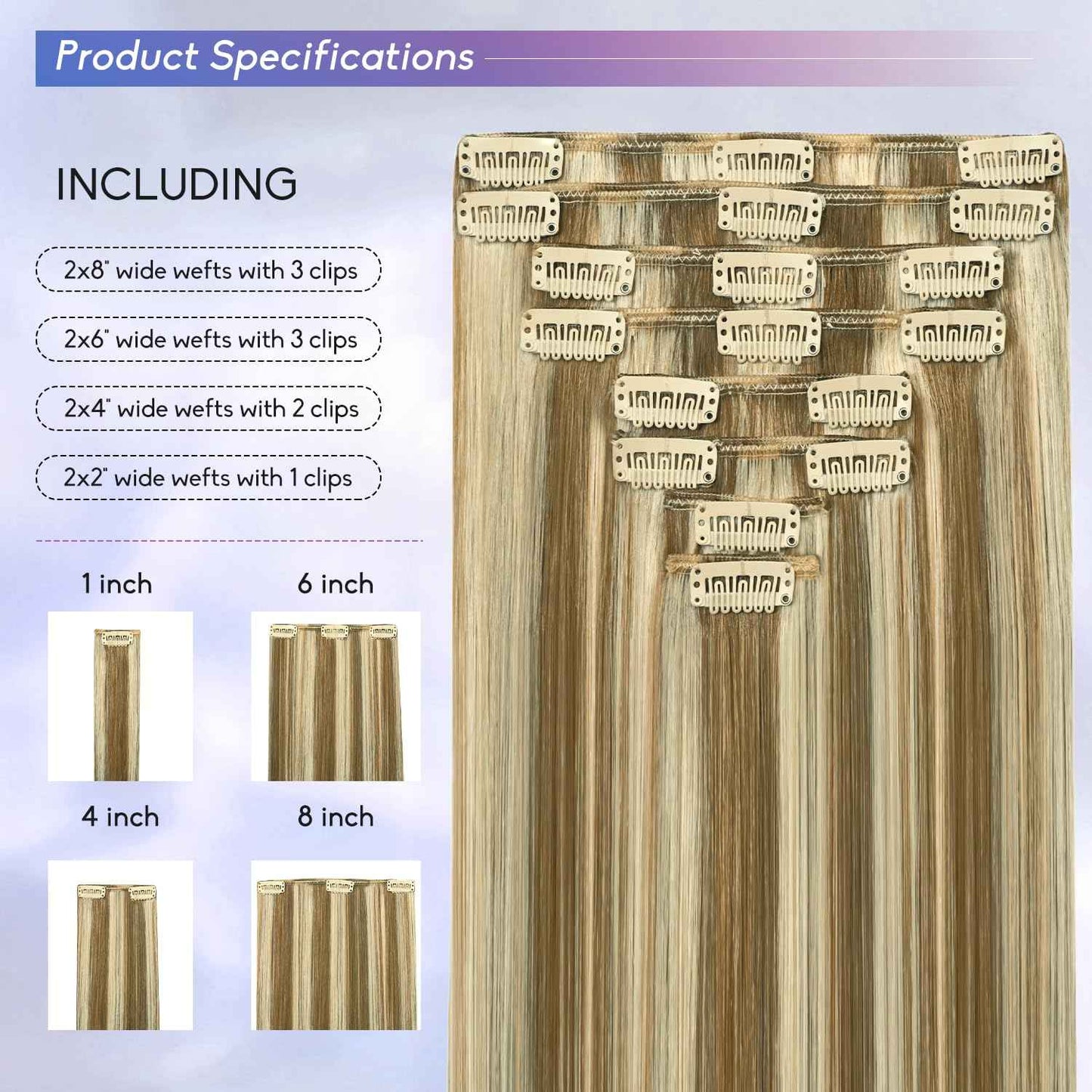 ZNXDJXE Blonde Clip in Hair Extensions Real Human Hair, 14 Inch 75g Natural Human Hair, Remy Human Hair Extensions Cip ins for Women 8pcs Per Set #16/22 Light Blonde Highlighted Golden Blonde