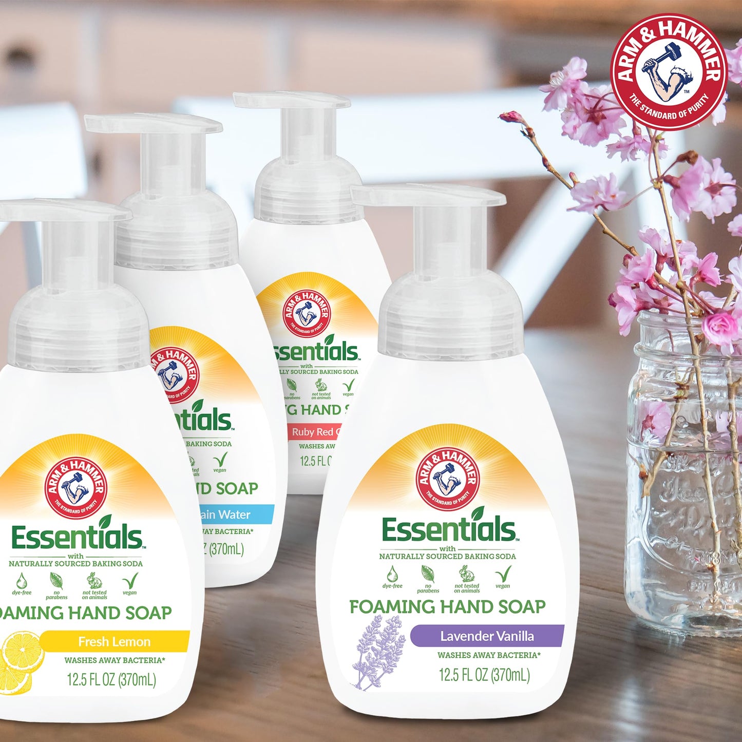 Arm & Hammer Foaming Hand Soap for Skin Cleaning - Antibacterial Hand Soap with Fresh Rain Water Scent - Hand Soap Pump with Aloe Vera & Different Ingredients 12.5 Fl Oz (370mL)