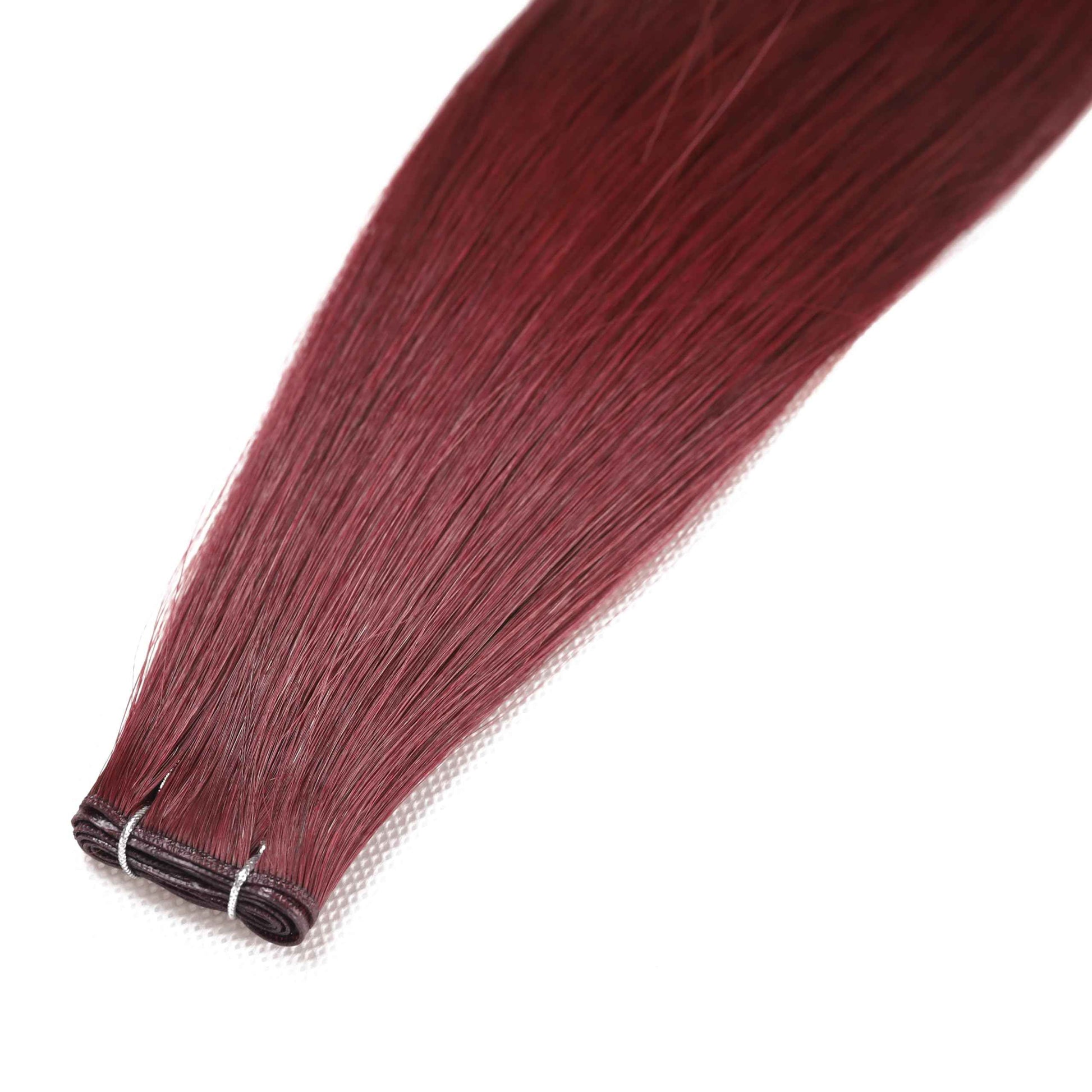 QingChang Genius Weft Hair Extensions human hair for Salon Professionals, Cuticle Intact One Donor Hair, New Hand Tied Weft Sew in Hair Extensions, #99J Burgundy 14" 40g