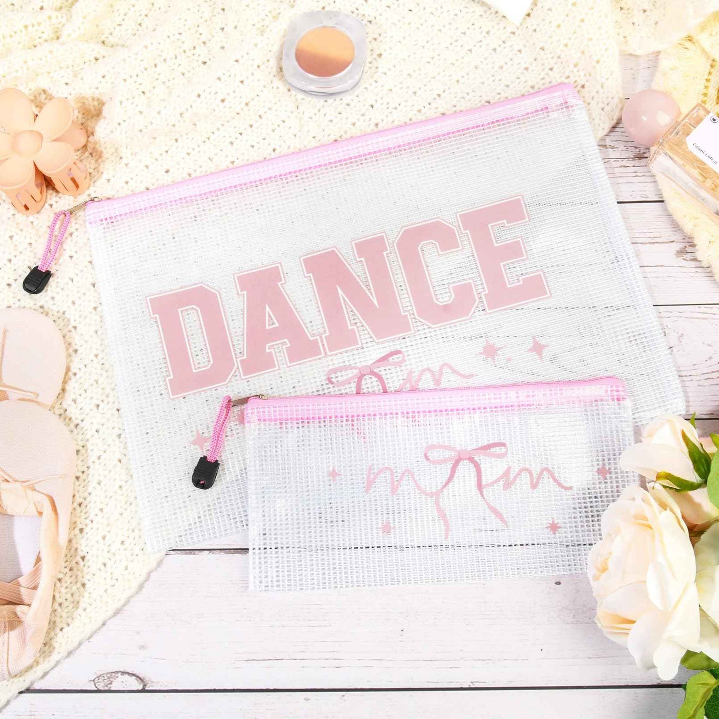 HUGNOW 2 Pcs Cheer Bag Cheer Makeup Bag Gifts Zipper Pouch Snack Makeup Case Cheerleader Accessories Bags Bulk for Cheerleading Party Supplies