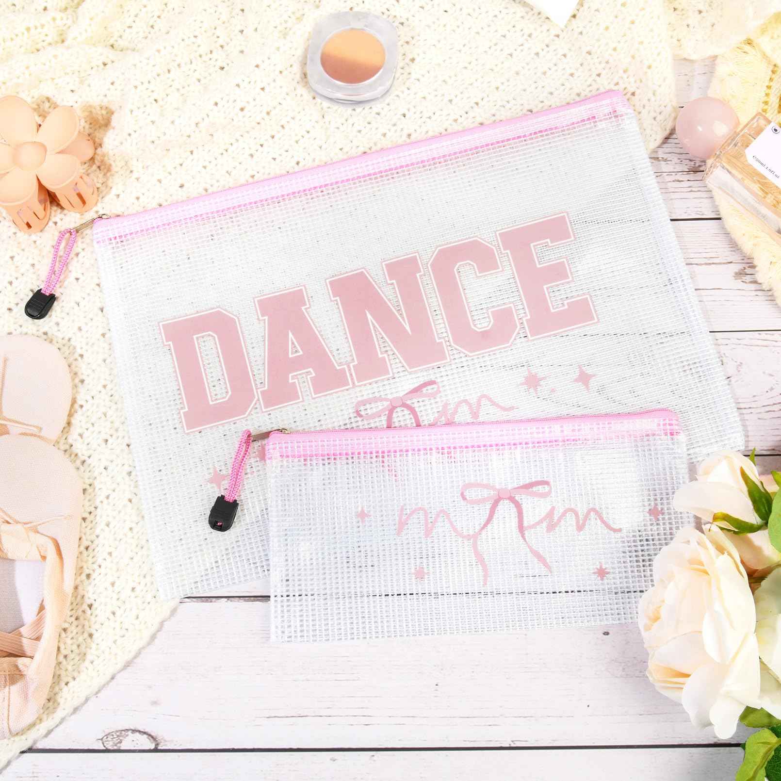 HUGNOW 2 Pcs Cheer Bag Cheer Makeup Bag Gifts Zipper Pouch Snack Makeup Case Cheerleader Accessories Bags Bulk for Cheerleading Party Supplies