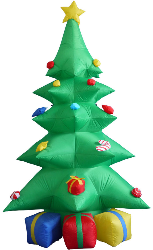 BZB Goods 8 Foot Tall Inflatable Green Christmas Tree with Multicolor Gift Boxes and Star Outdoor Indoor Holiday Decorations Blow up Lawn Inflatables Home Family Decor Party Yard Decoration