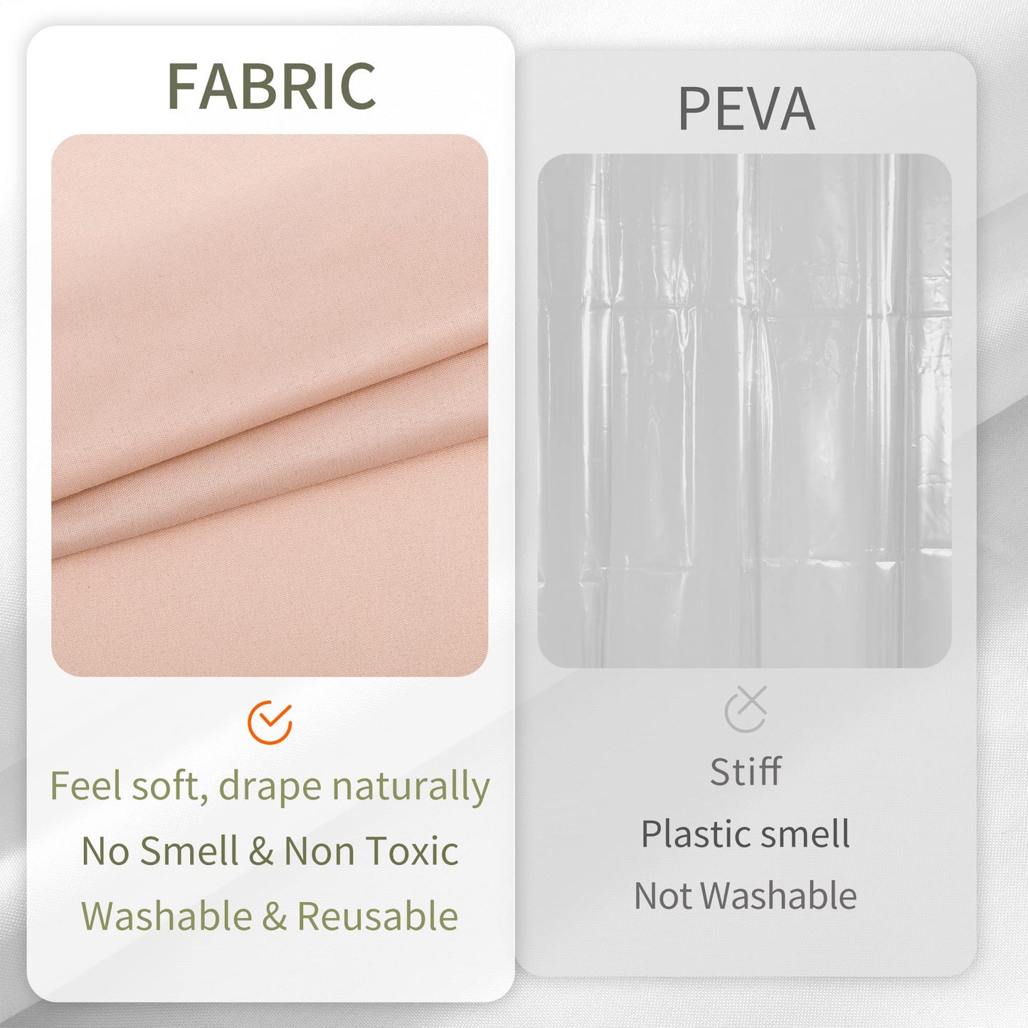 ALYVIA SPRING Pink Shower Curtain Liner Fabric with 3 Magnets - Waterproof Soft Hotel Quality Cloth Shower Curtain for Bathroom, Light-Weight & Machine Washable - Standard Size 72x72, Blush Pink