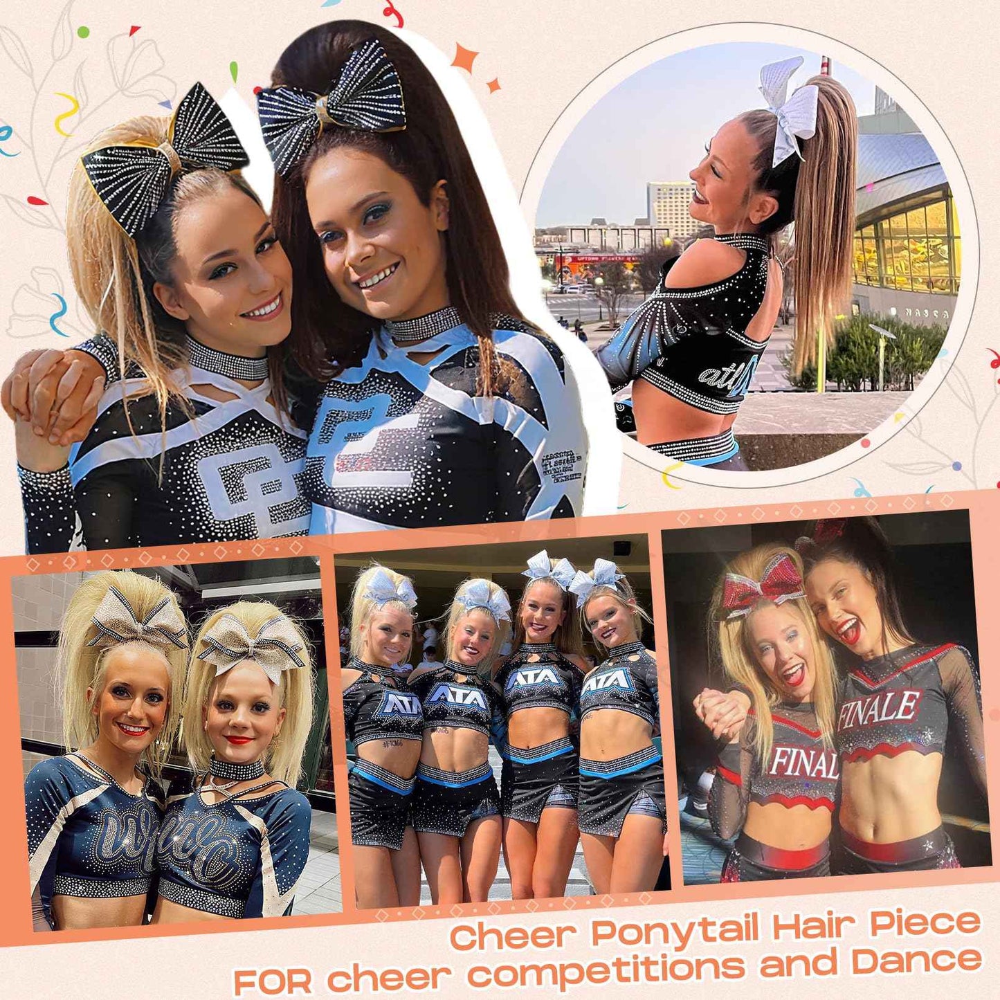 SEIKEA Cheer Ponytail Hair Piece, 100% Super Protein Fiber Straight Cheerleader Hairpiece Lightweight Silky Smooth Fluffy 18" Ponytail Extension for Cheerleader Competition, Dance Blonde