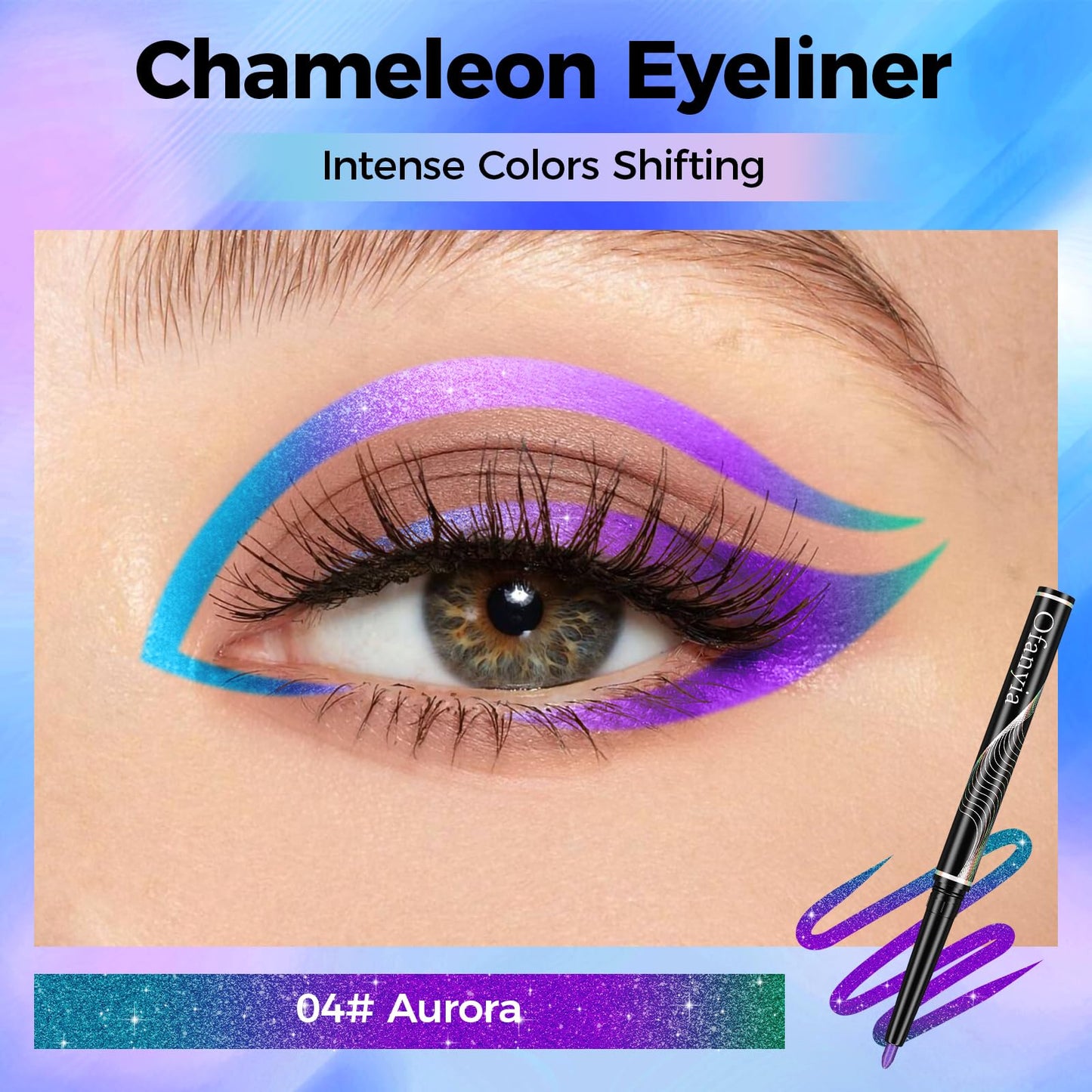 Multichrome Eyeliner,Purple Eyeliner Penclis with Retractable,Glitter Eyeliner Pencil for Halloween Makeup,Waterproof Eyeliner Pen,24h Long Lasting Eye Liner Smudge Proof Eye Pencil