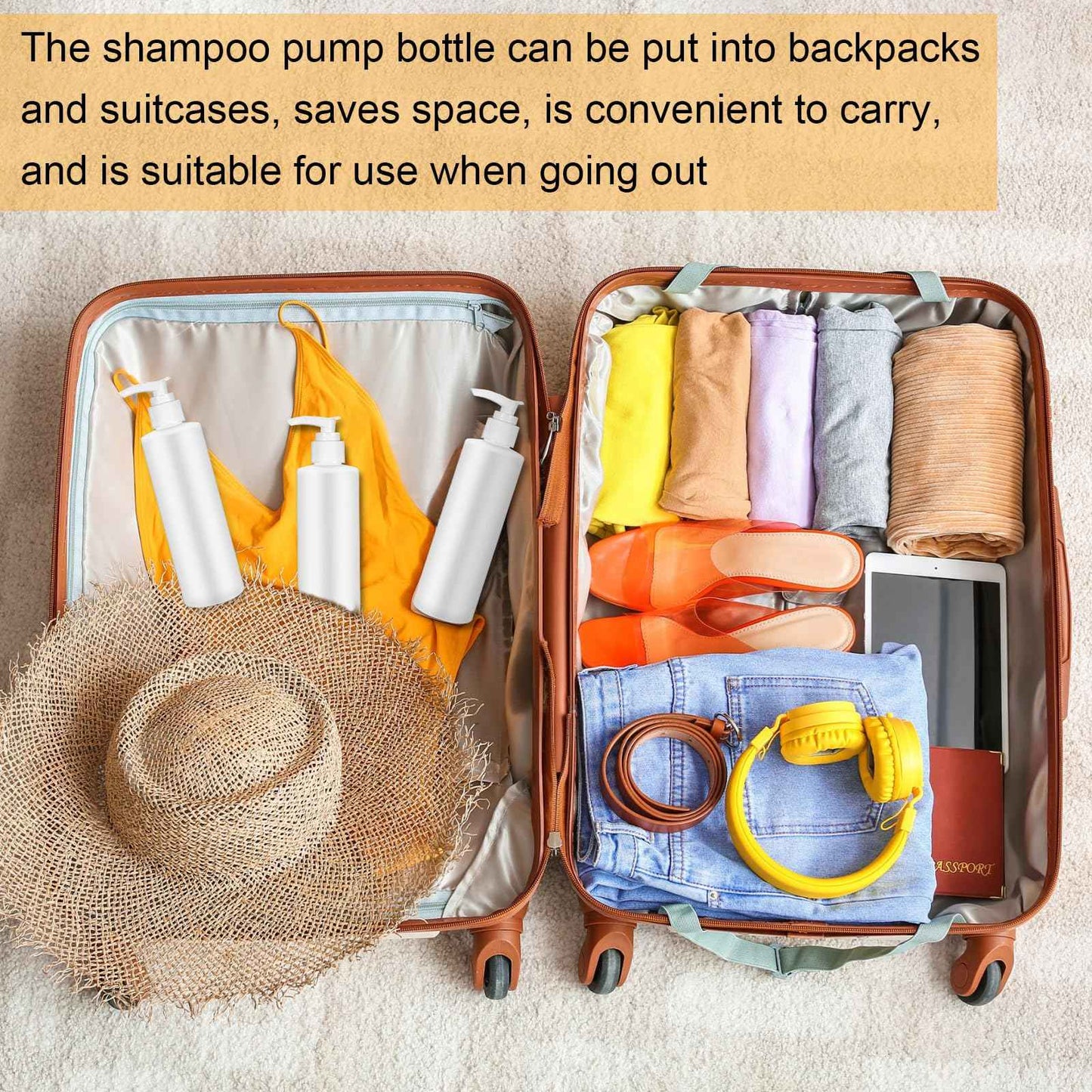 Thyle 20 Pcs Plastic Pump Dispenser Bottle 8 oz Refillable Plastic Bottles Bulk Lotion Container Travel Lock Empty container for Shampoo Massage Oil Dispensing(White Bottle, White Head)