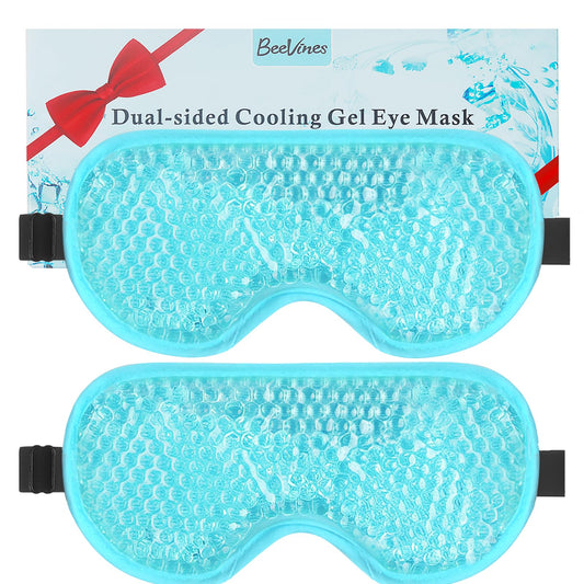 BeeVines Gel Eye Mask, 2 Pack Cooling Ice Masks for Puffy Eyes for Men & Women, Cold & Warm Compress for Post Surgery, Puffiness, Allergies Treatment(Blue)