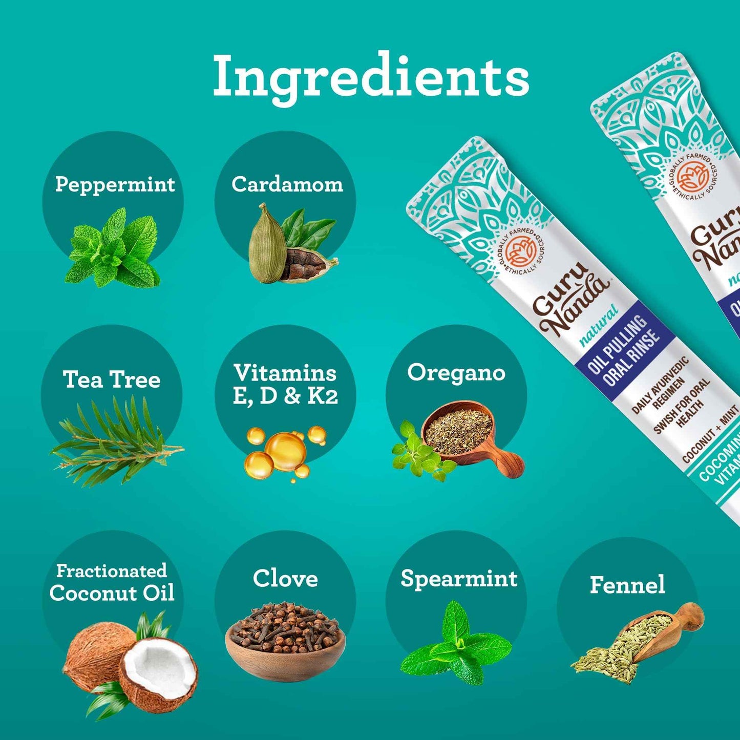 GuruNanda Travel-Ready Oral Care Bundle – 70ct Disposable Pre-Pasted Toothbrushes & 7 Coconut Oil Pulling Sachets for Fresh Breath & Clean Smiles on The Go