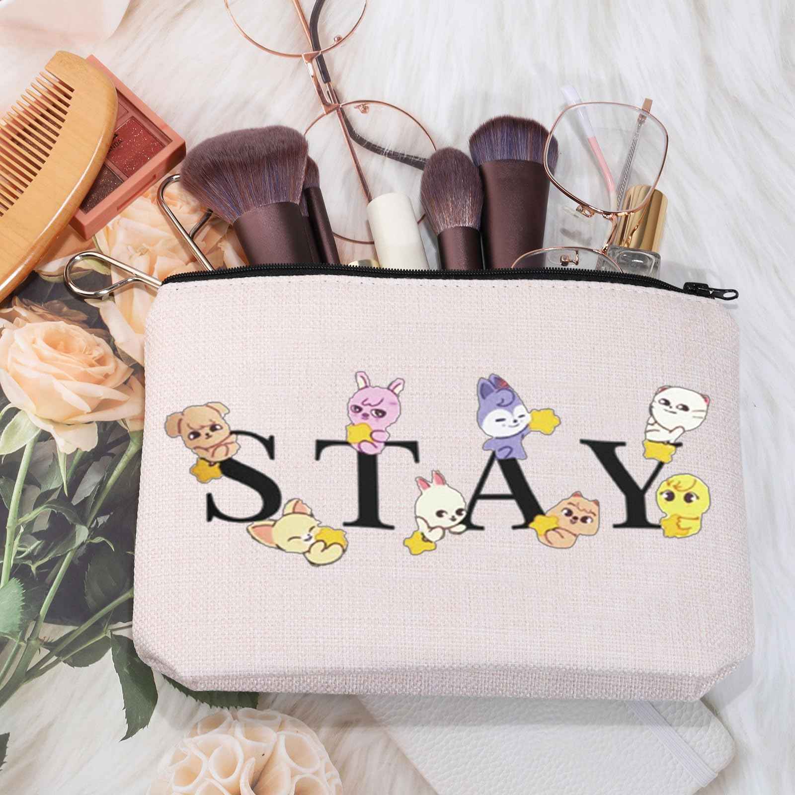 MEIKIUP Stay Fandom Makeup Bag Korean Music Group Gift Korean Music Fans Makeup Bag Gift Character Cosmetic Bag Korean Music Fans Gift (STAY Bag)