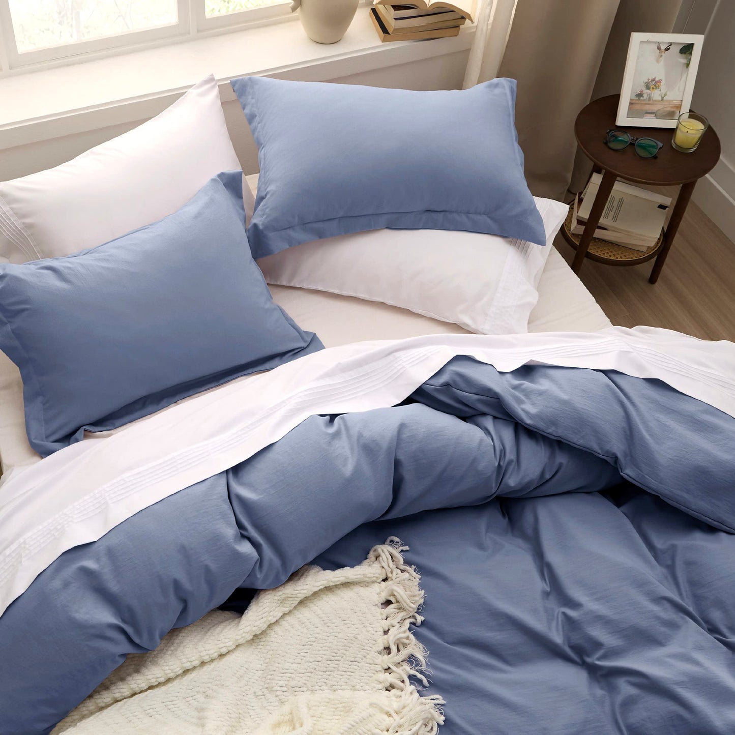 Bedsure Slate Blue Twin Duvet Cover Set - Soft Prewashed Duvet Cover Twin Size, 2 Pieces, 1 Duvet Cover 68x90 Inches with Zipper Closure and 1 Pillow Sham, Comforter Not Included