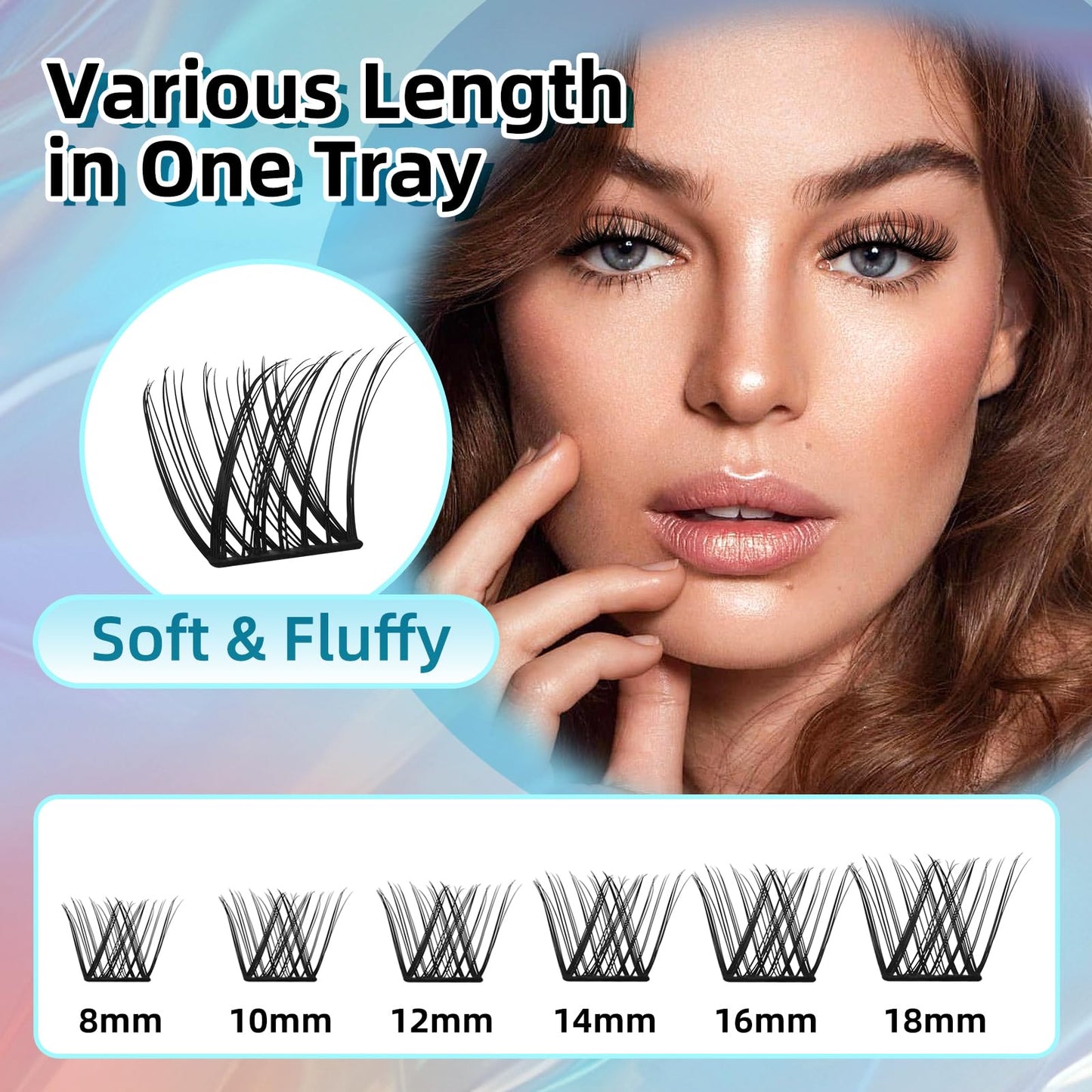 MH Cluster Eyelash Extensions Kit Lash Clusters Kit Lash Clusters with 12ML Bond and Seal Waterproof, 12ML Lash Remover, Lash Tweezers for DIY Lash Extension Kit (144PCS, 8-18mm)