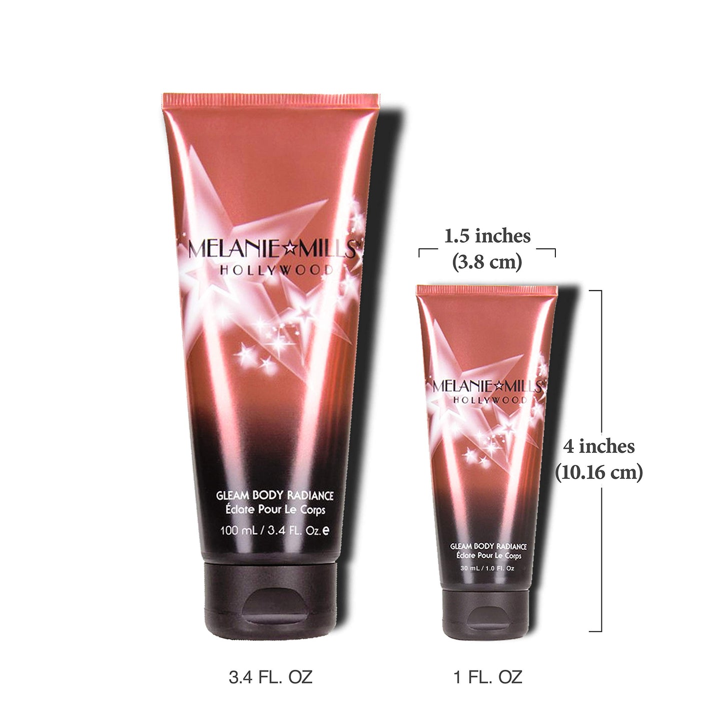 Melanie Mills Hollywood Gleam Body Radiance All In One Makeup, Moisturizer & Glow For Face & Body - Deep Gold, Mini 1 fl.oz.