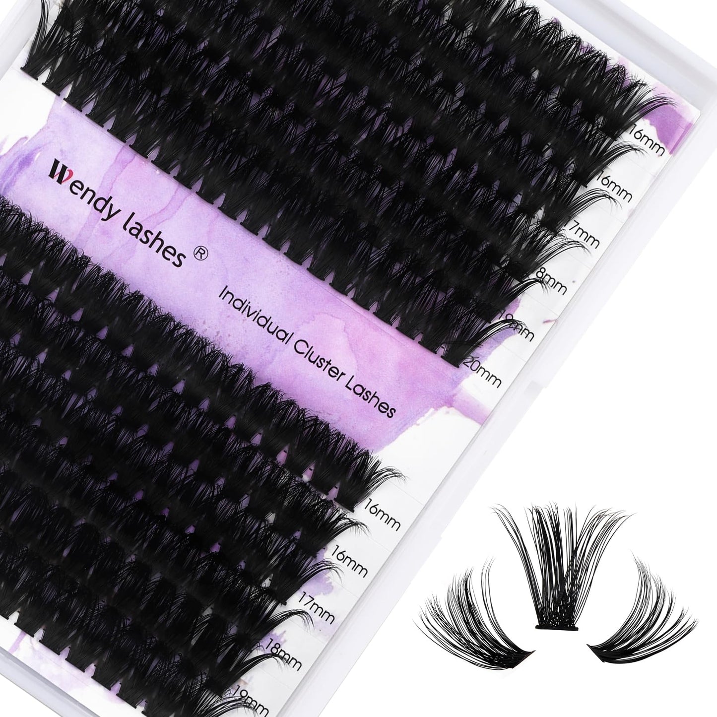 Lash Clusters 60D/80D Eyelash Clusters Fluffy DIY Lashes Wispy D Curl Lashes Clusters Mixed Length 16-20mm Fluffy Individual Lash Clusters Eyelash Extensions for DIY Lashes at Home