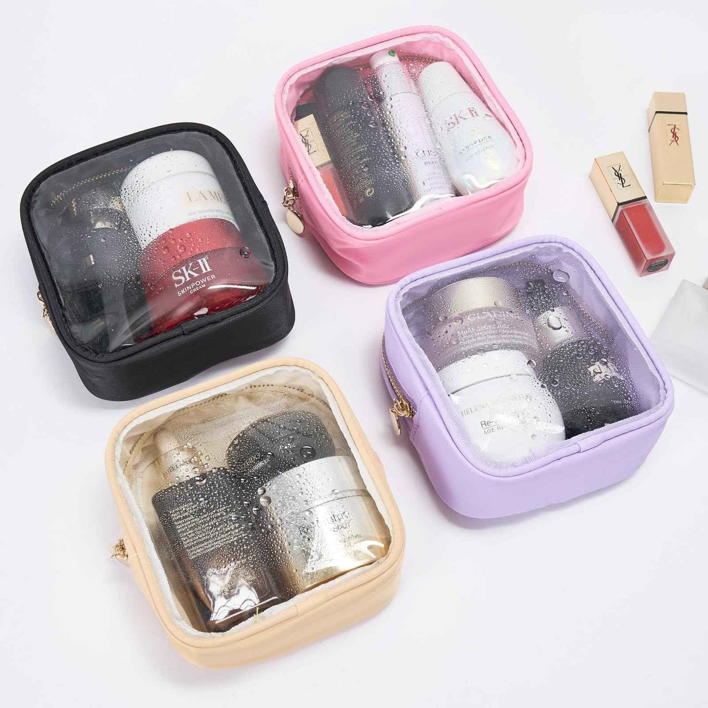 Mini Diaper & Makeup Bag Organizer - Clear Pouches for Purse, Travel Toiletry Essentials