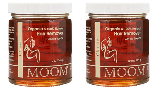 MOOM Organic Hair Remover Waxing Kit Refill with Tea Tree Oil & Lemon juice - Natural Sugar Glaze – Perfect for Bikini Leg Eyebrow & Body 12 oz (2-Pack))