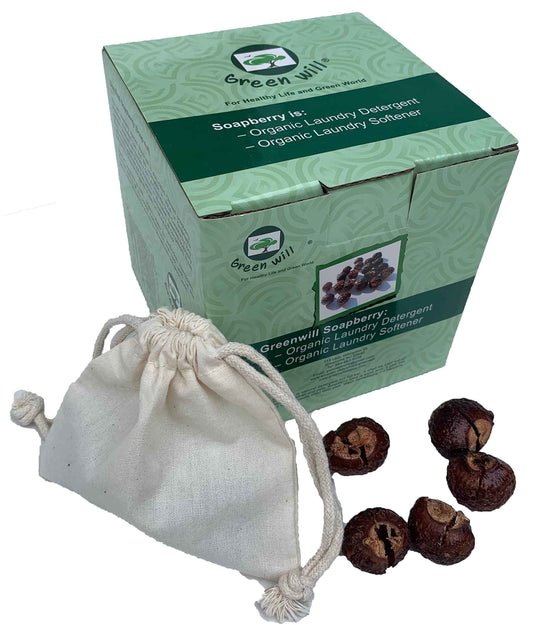 GREENWILL 0.75 Pound (12 Ounces) Organic De-seeded Soapberry/Soap Nut with 1 Wash Bag