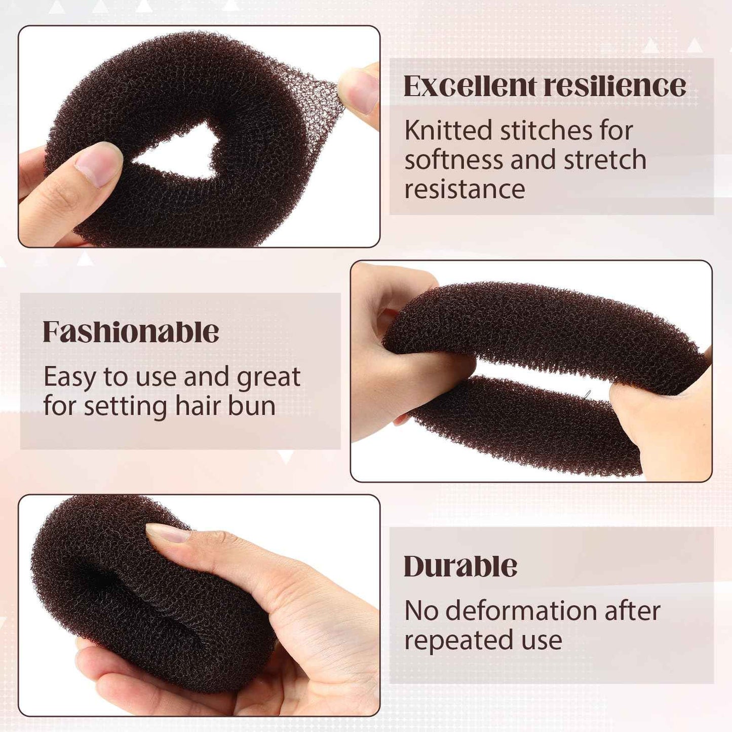 XunYee 48 Pcs Hair Donut Maker, Brown Large Hair Bun Rings for Ballet Style, Bulk Doughnut Shaper for Women and Girls(3.5 Inch)