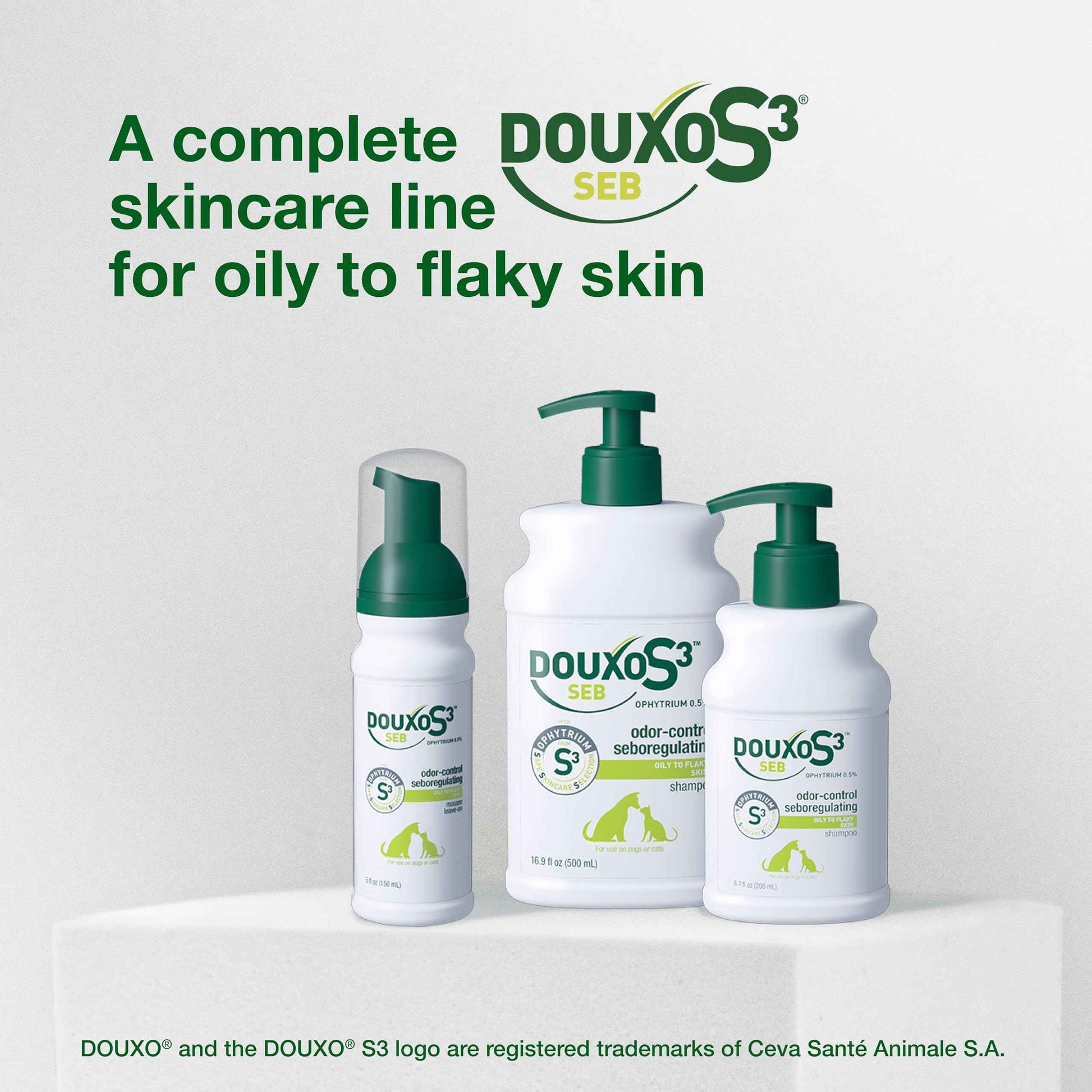 Douxo S3 Seb Mousse, Contains 0.5% Ophytrium, Odor Control & Seboregulating, For Oily to Flaky Skin, Seborrhea, For Dogs and Cats, 5.1 fl. oz. (150mL)