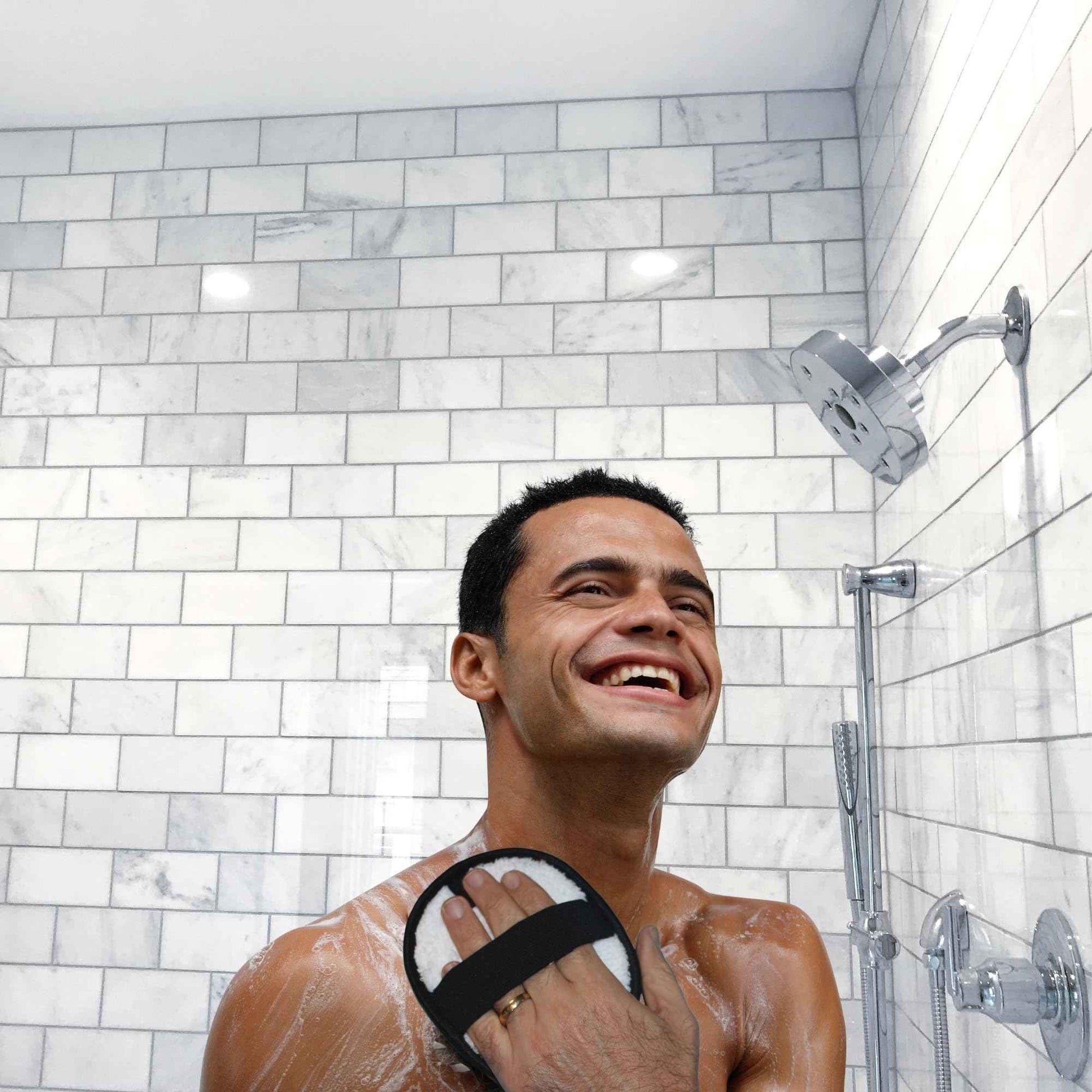 4 Natural Loofah Pads for him and her. Eco-Friendly Exfoliating Body Scrubbers, Durable & Gentle Terry Towel Cloth pad for Manly Skin Care - Lufas, Luffa, Loufas Sponges