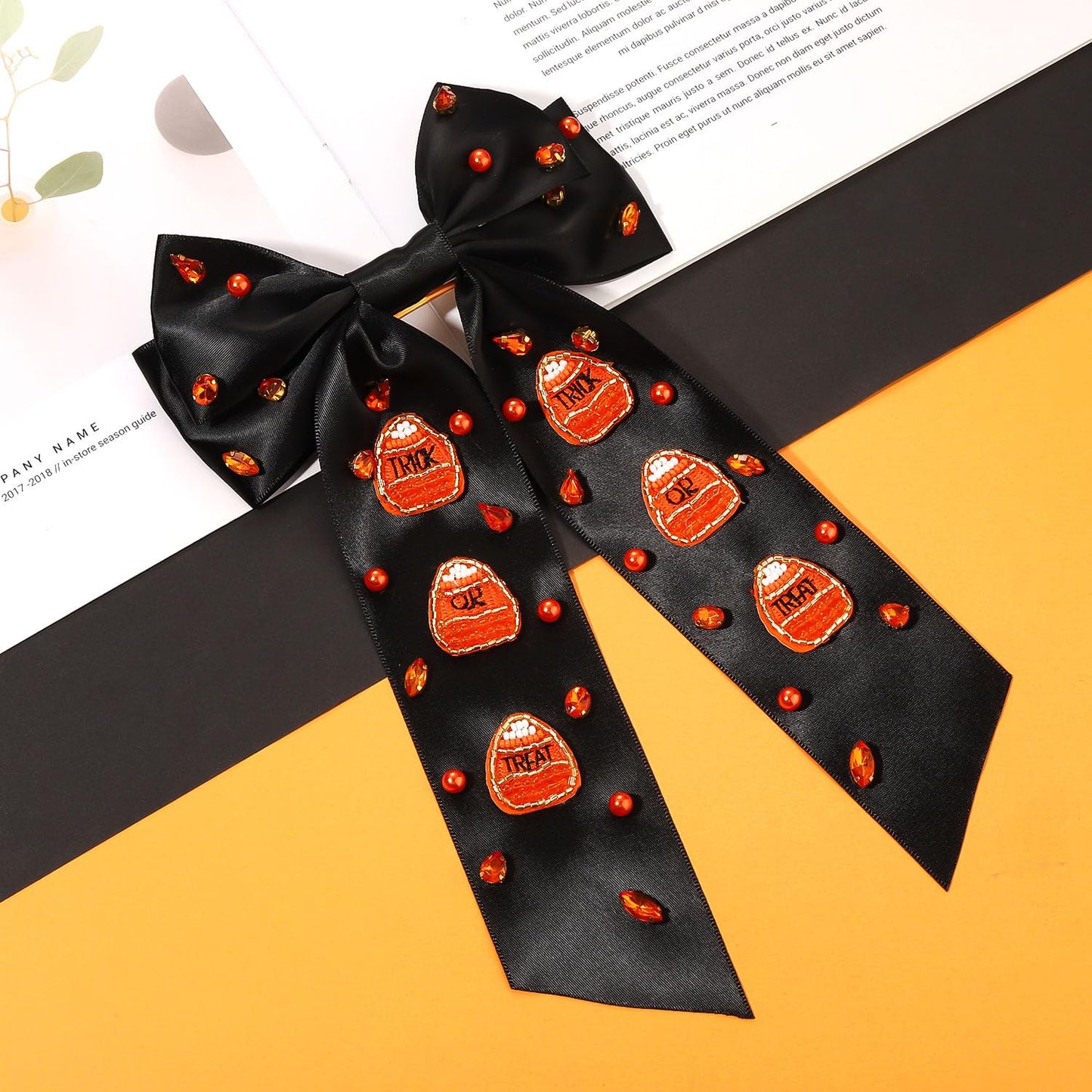 Halloween Hair Bows for Women Halloween Accessories Outftis Spooky Ghost Boo Pumpkin Hair Bows Large Rhinestone Jeweled Hair Bow Clips Halloween Hair Ribbons Party Favors Gifts (Pattern C1)