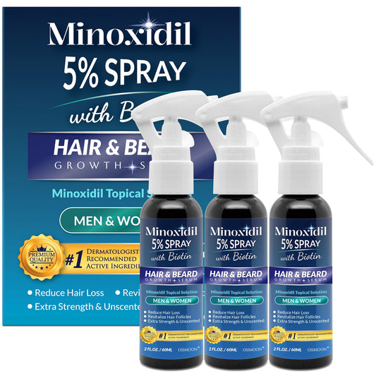 Minoxidil for Men Hair Regrowth, 5% Minoxidil for Women Hair Growth, Minoxidil 5 Percent Hair Growth Spray, Minoxidil for Men and Women 3pcs x 60ml.