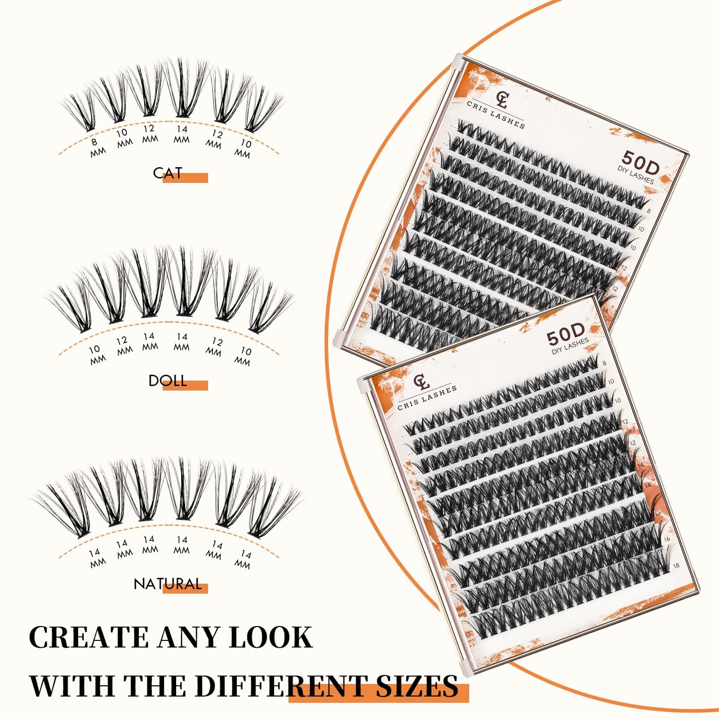 Clusters Lashes Individual Lashes 200 Clusters False Eyelash 50D Lash Crislahes Clusters Extensions Individual Cluster DIY Eyelash Extensions at Home (Mix 8-18mm 50D)